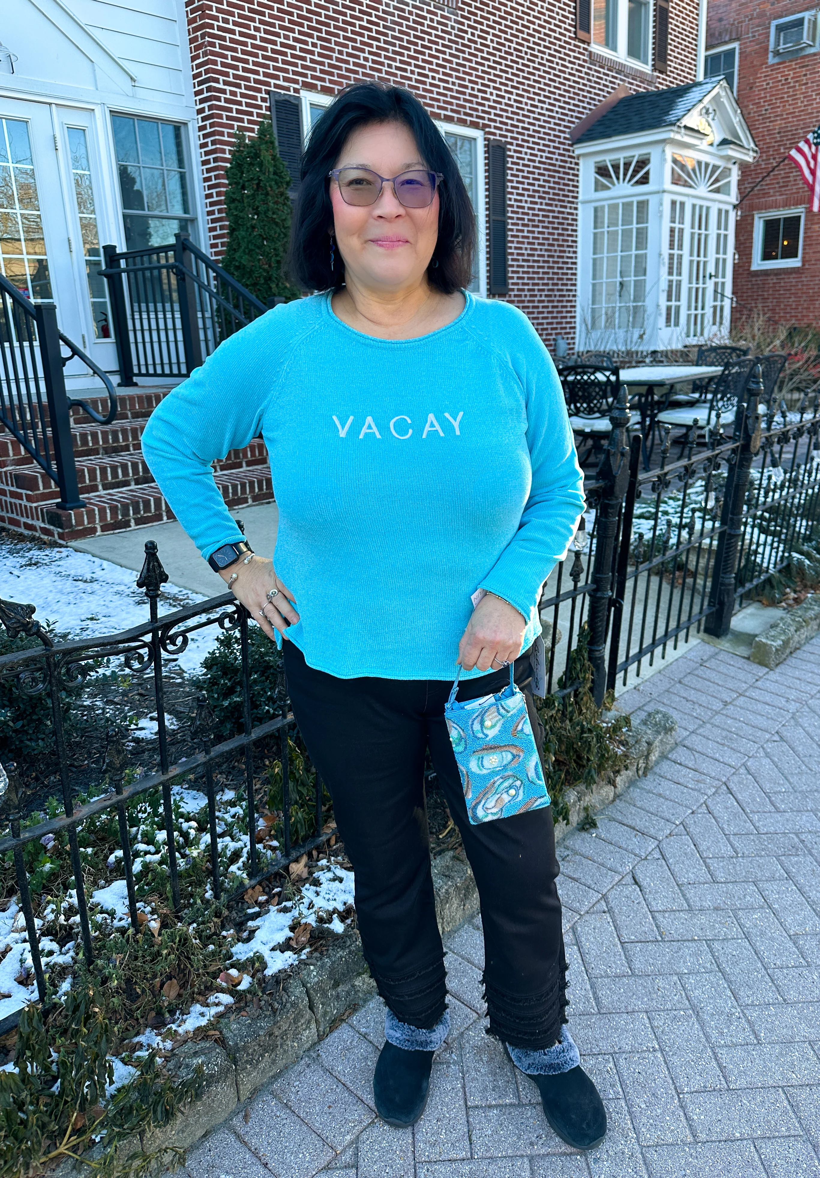 Lulu B Clear Turquoise Vacay Sweater - Image 3