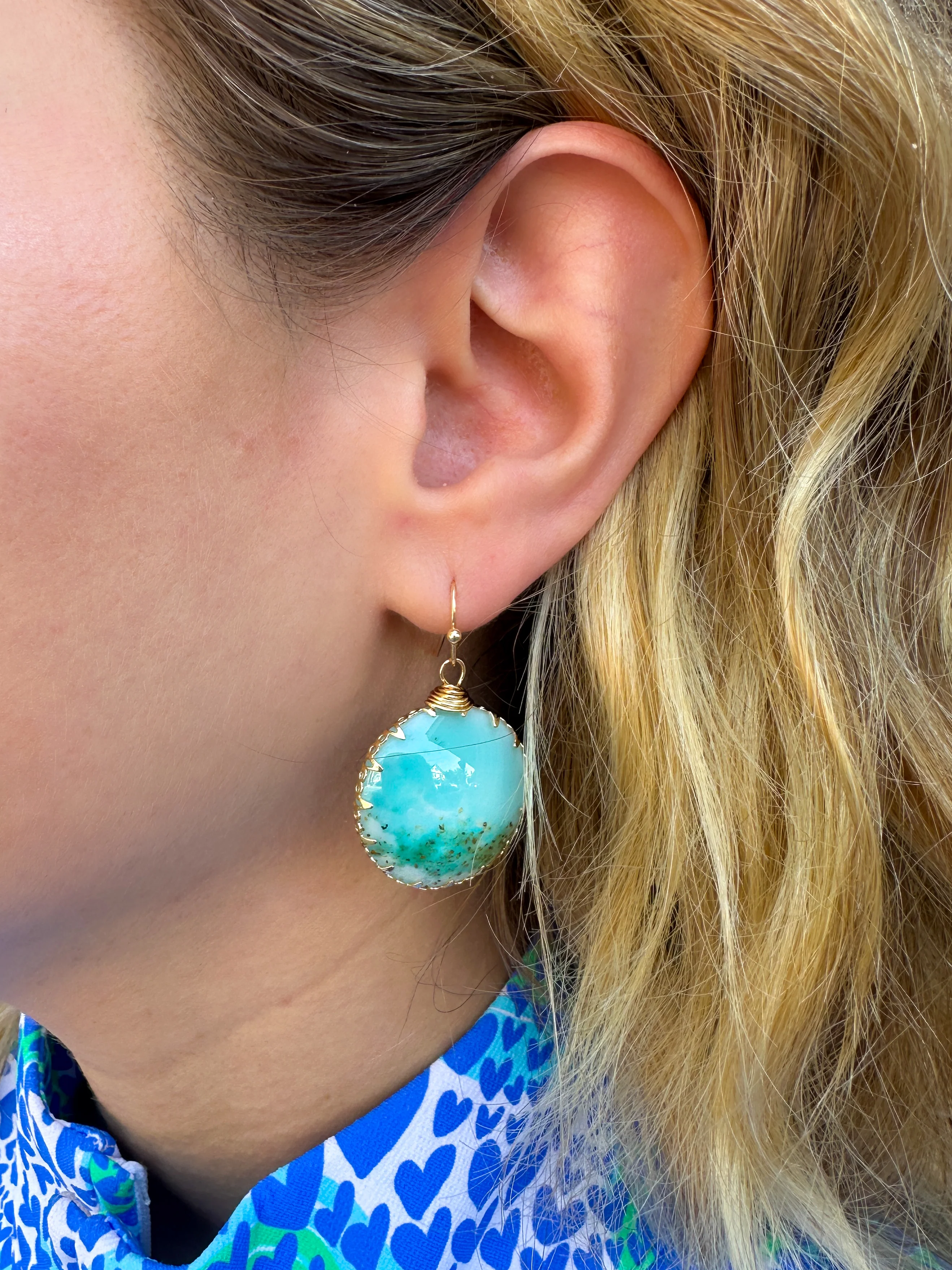 Aqua Sand Circle Earrings - Image 3