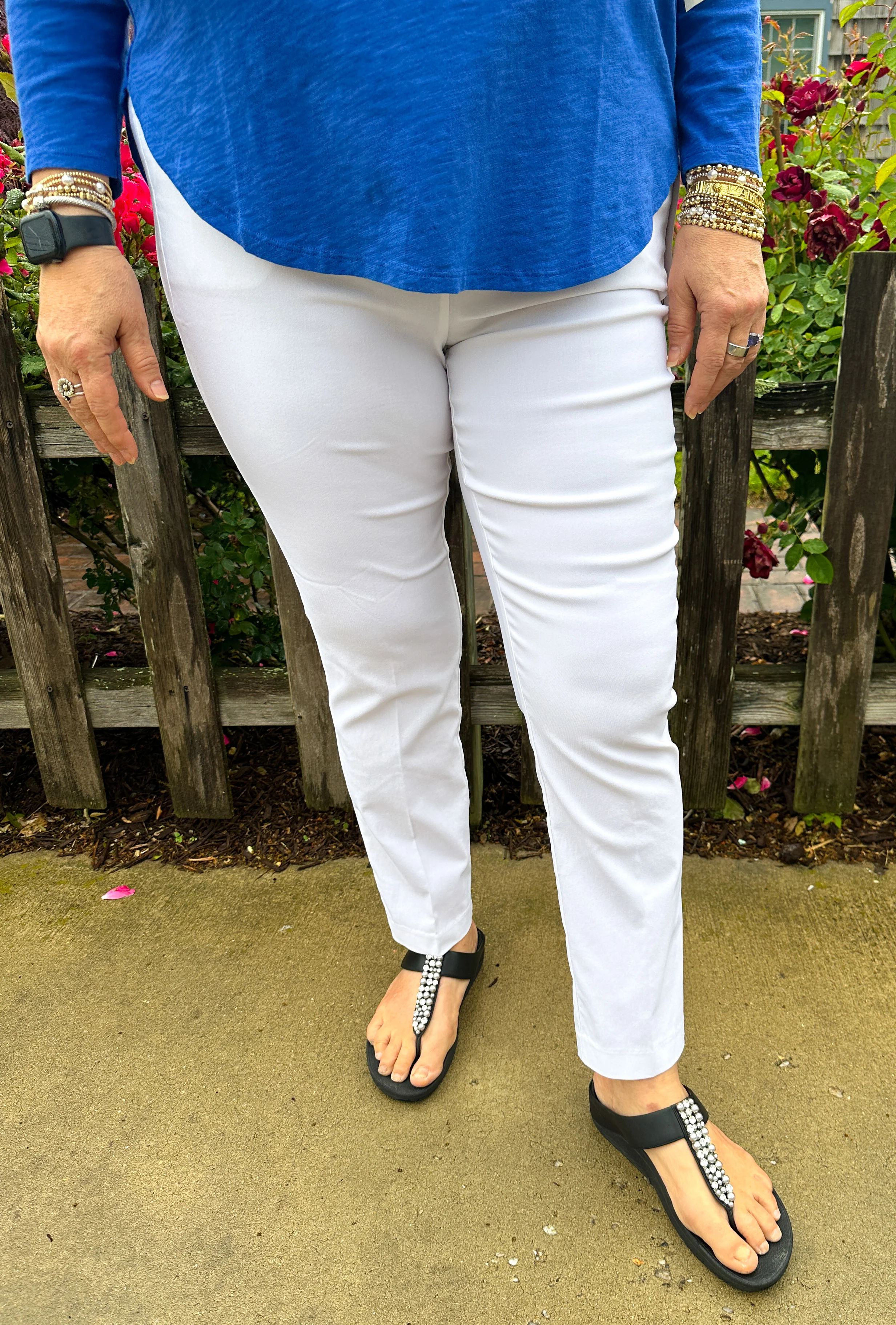 Bangladine by Lulu B White Pull-On Ankle Pant - Image 5