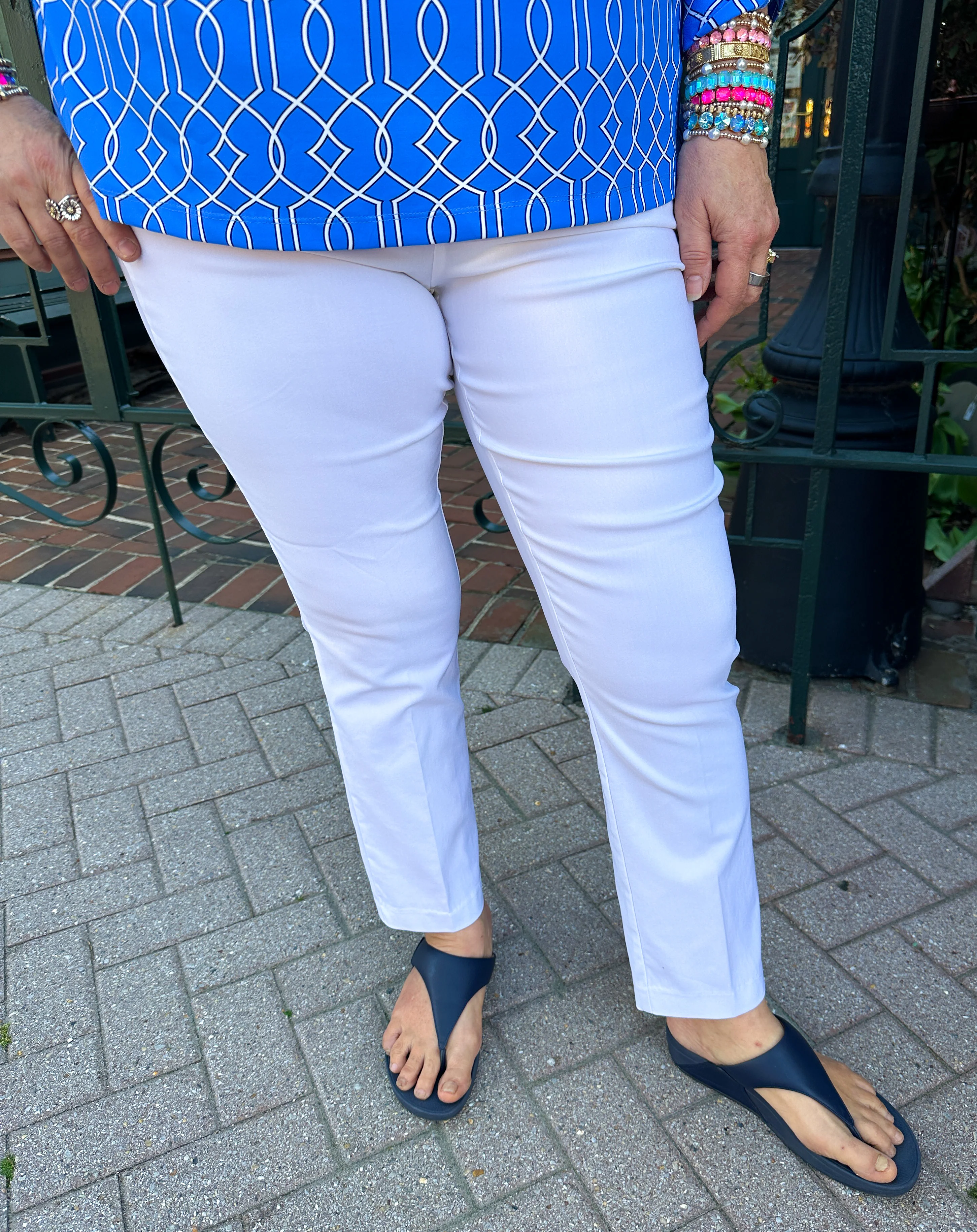 Bangladine by Lulu B White Pull-On Ankle Pant - Image 7