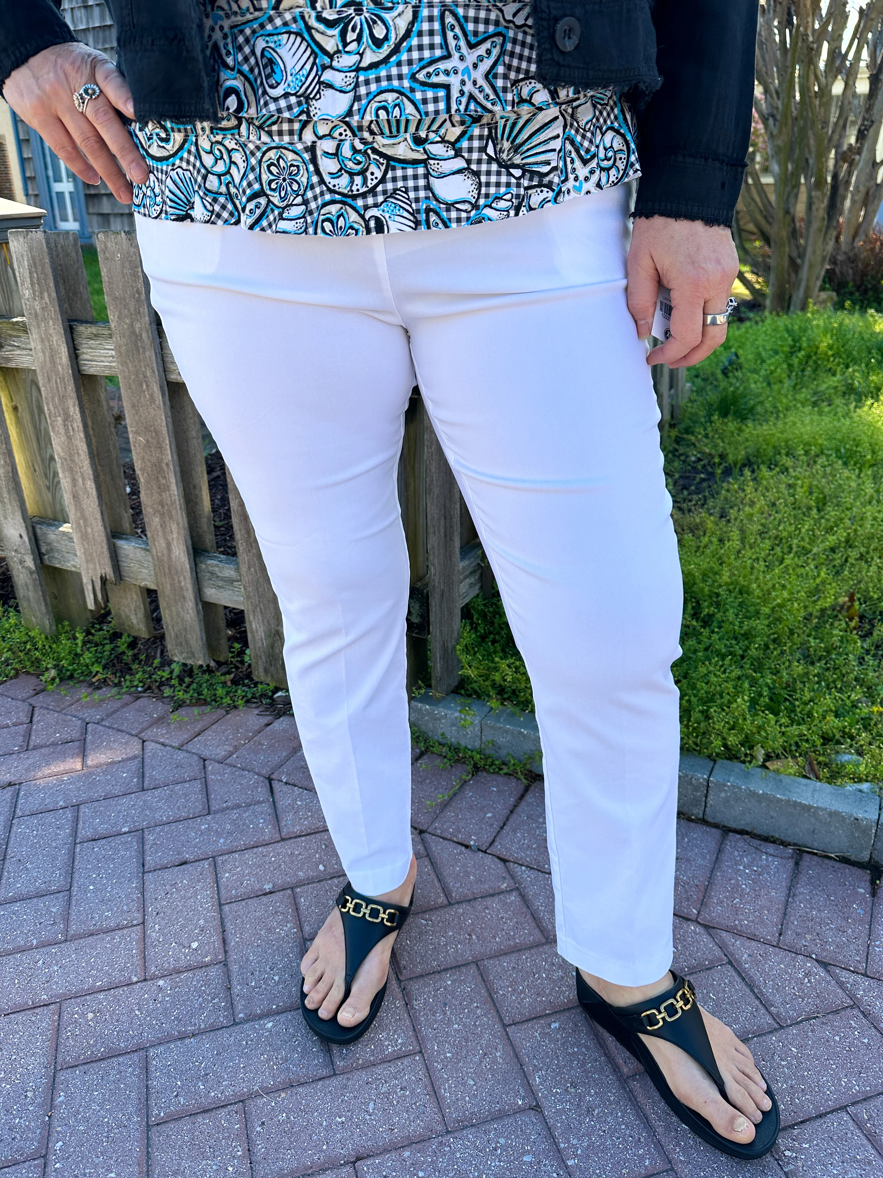 Bangladine by Lulu B White Pull-On Ankle Pant - Image 9