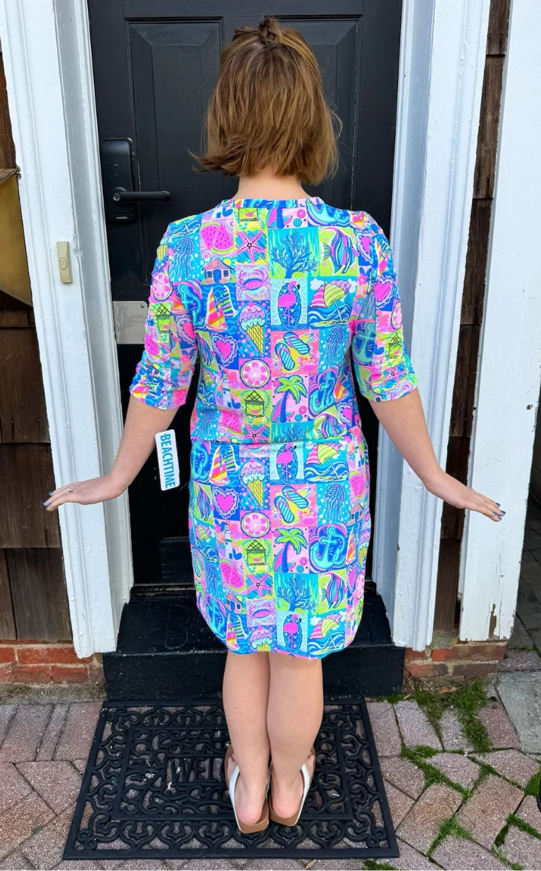 Beachtime by Lulu B Modern Mosaic 3/4 Sleeve Dress - Image 2