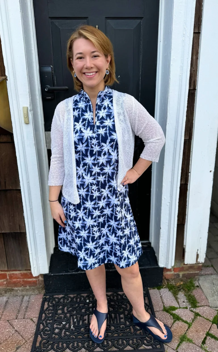 Beachtime by Lulu B Navy Palm Sleeveless Quarter Zip Dress - Image 4