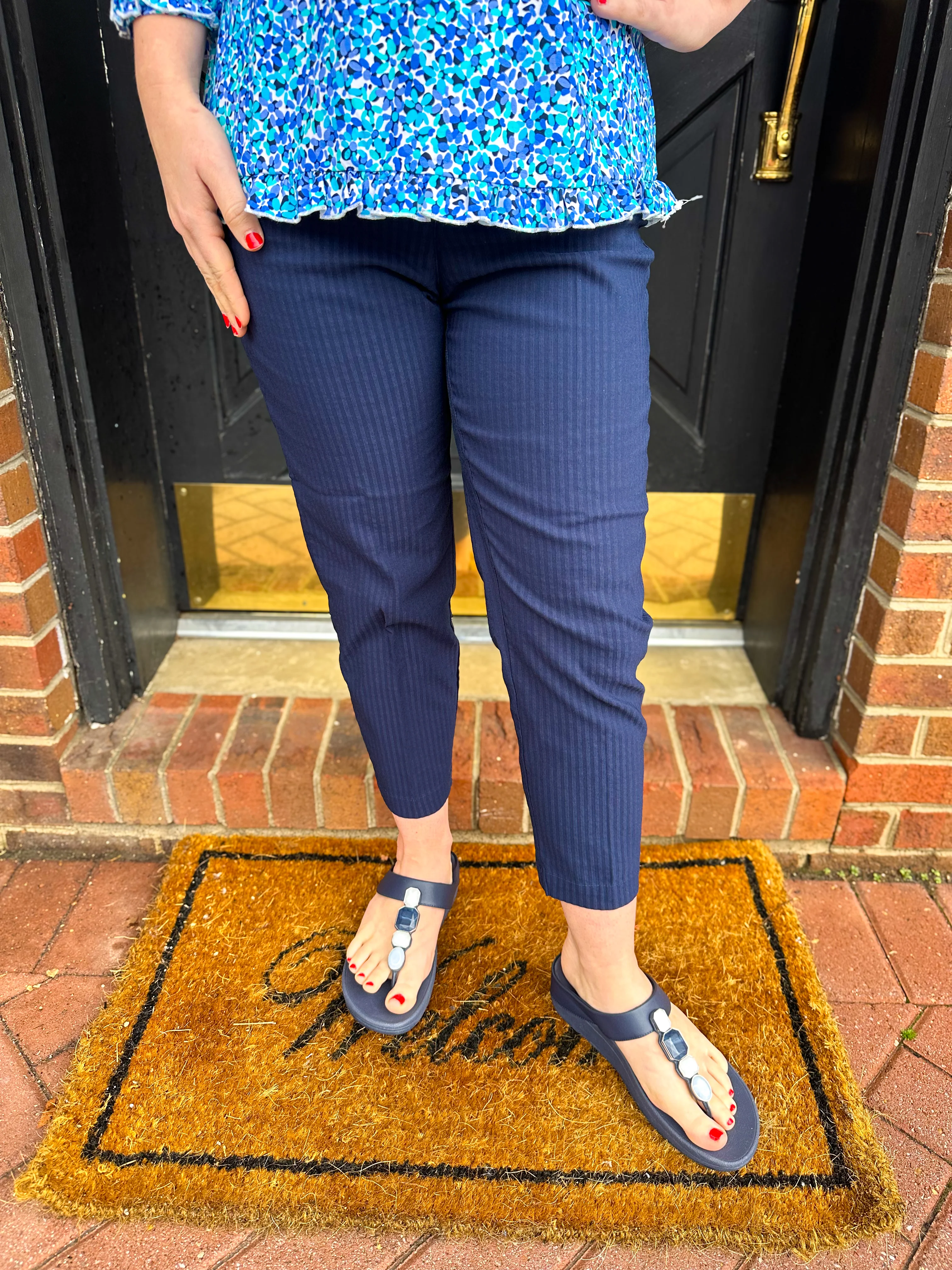 Beachtime by Lulu B Navy Seersucker Capri