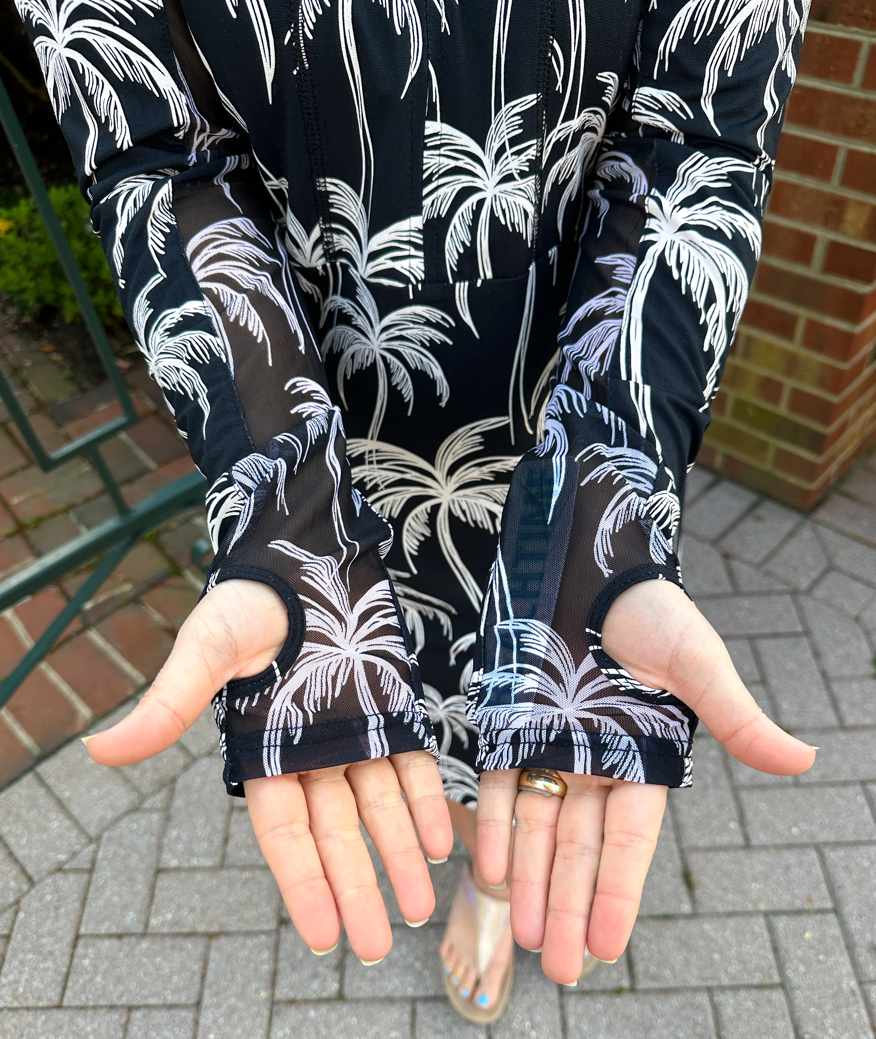 Beachtime by Lulu B The Sun Dress Black and Stone Palms - Image 3
