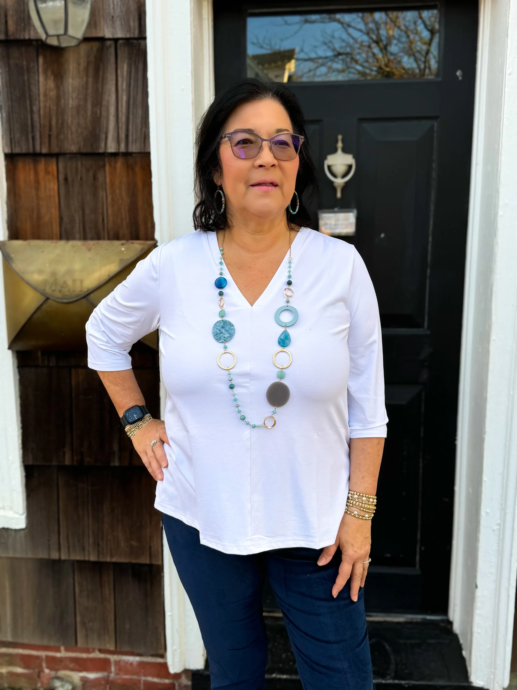 Blue and Gold Beaded Necklace - Image 11