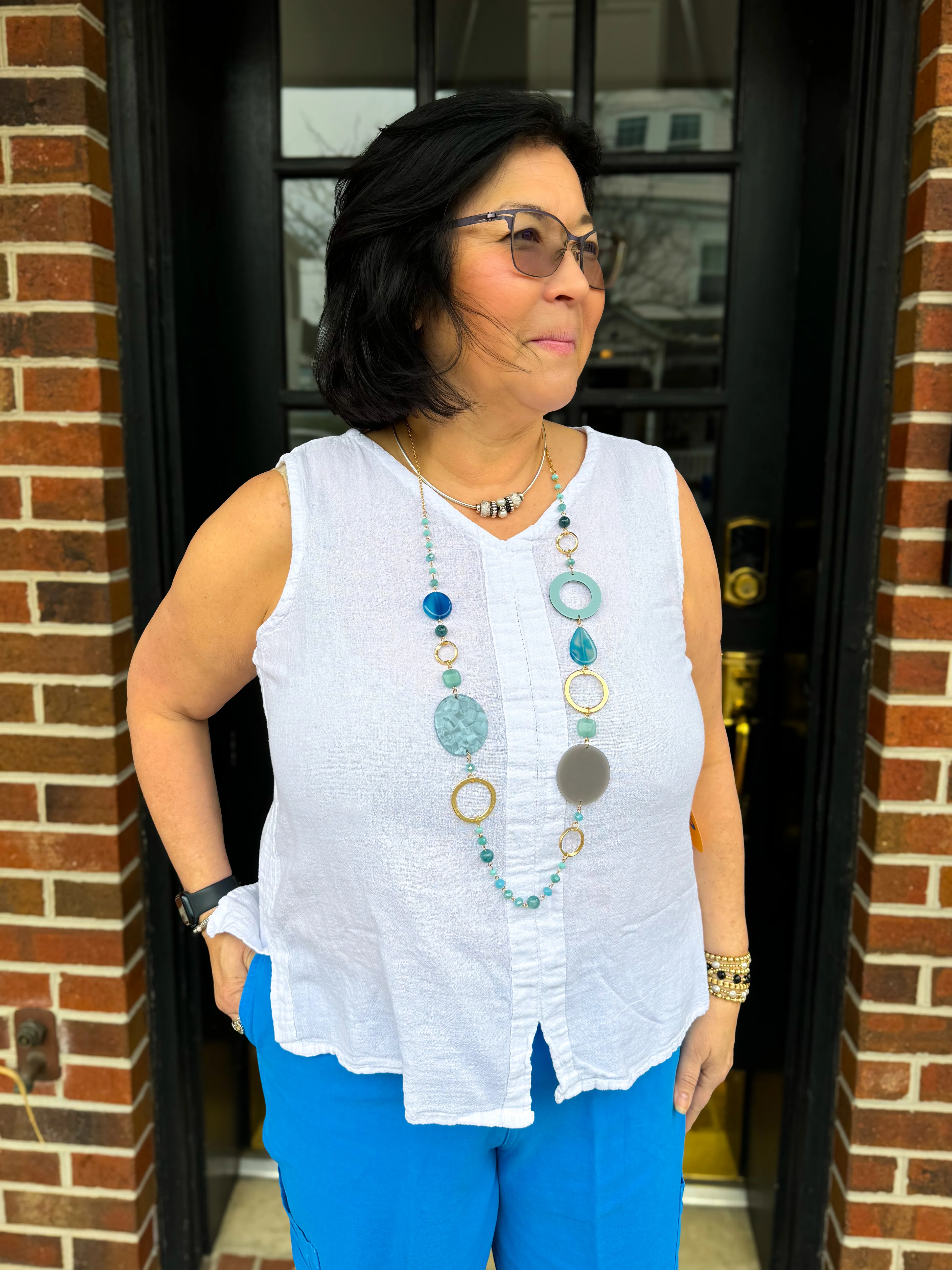 Blue and Gold Beaded Necklace - Image 15