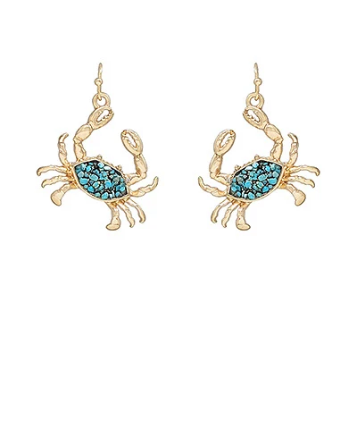 Crab Chipped Stone Earrings Turquoise