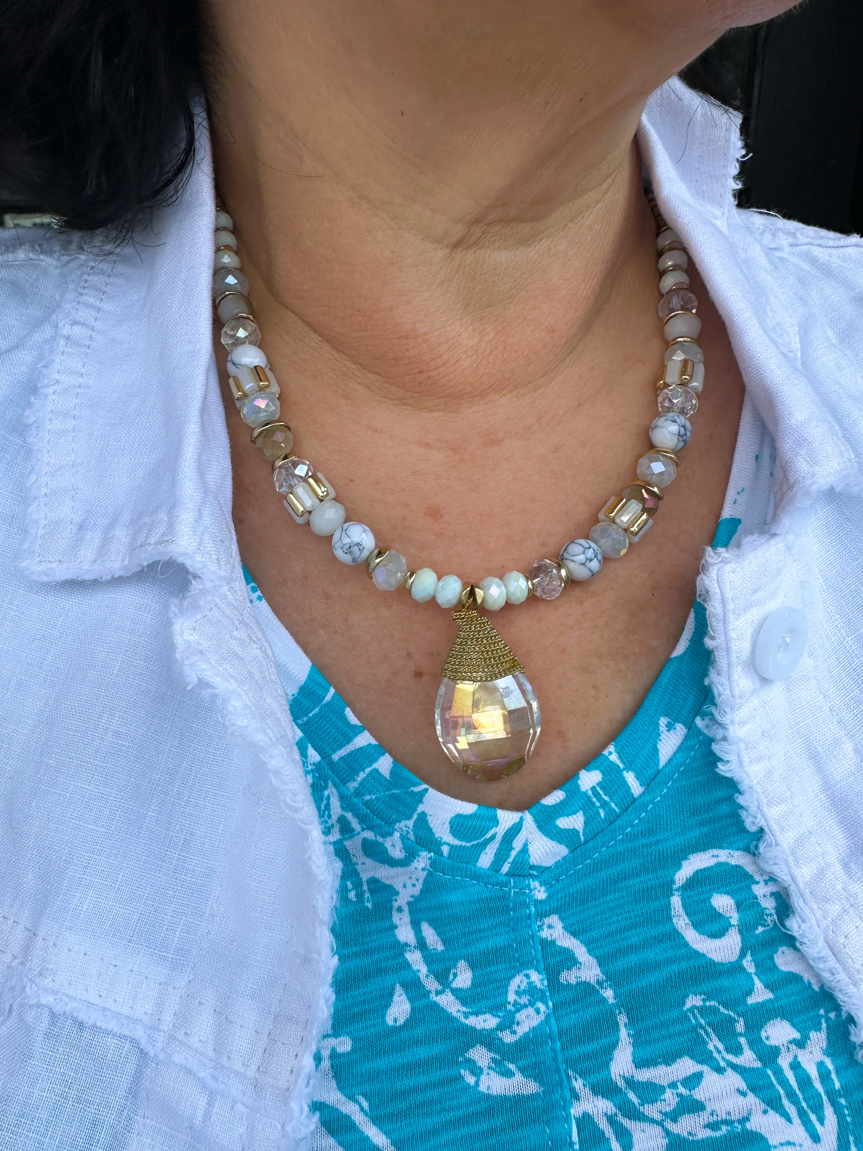 Crystal Pendant Necklace and Earring Set - Image 3