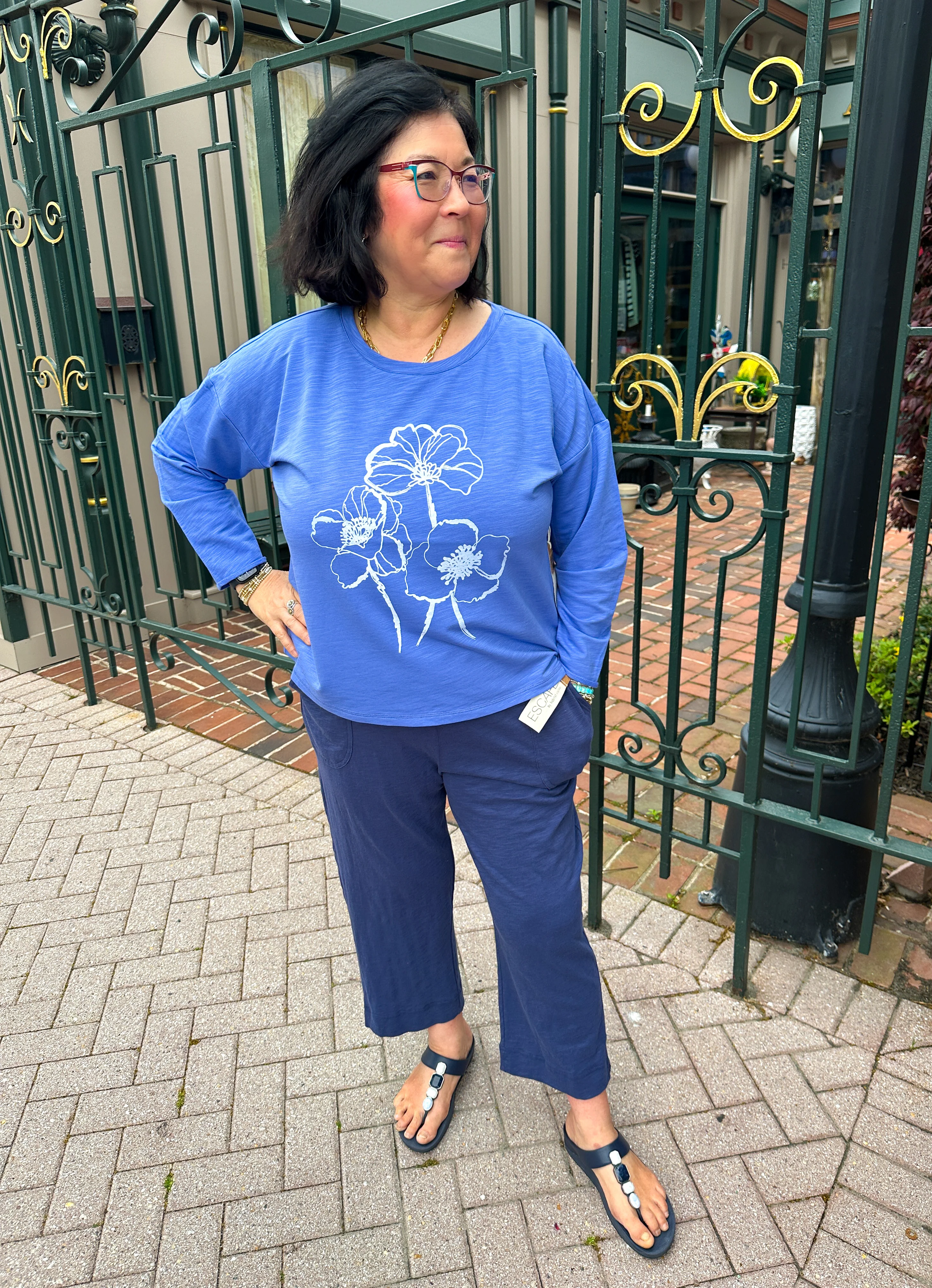 Escape by Habitat Baja Blue Island Blooms French Terry Pullover - Image 3