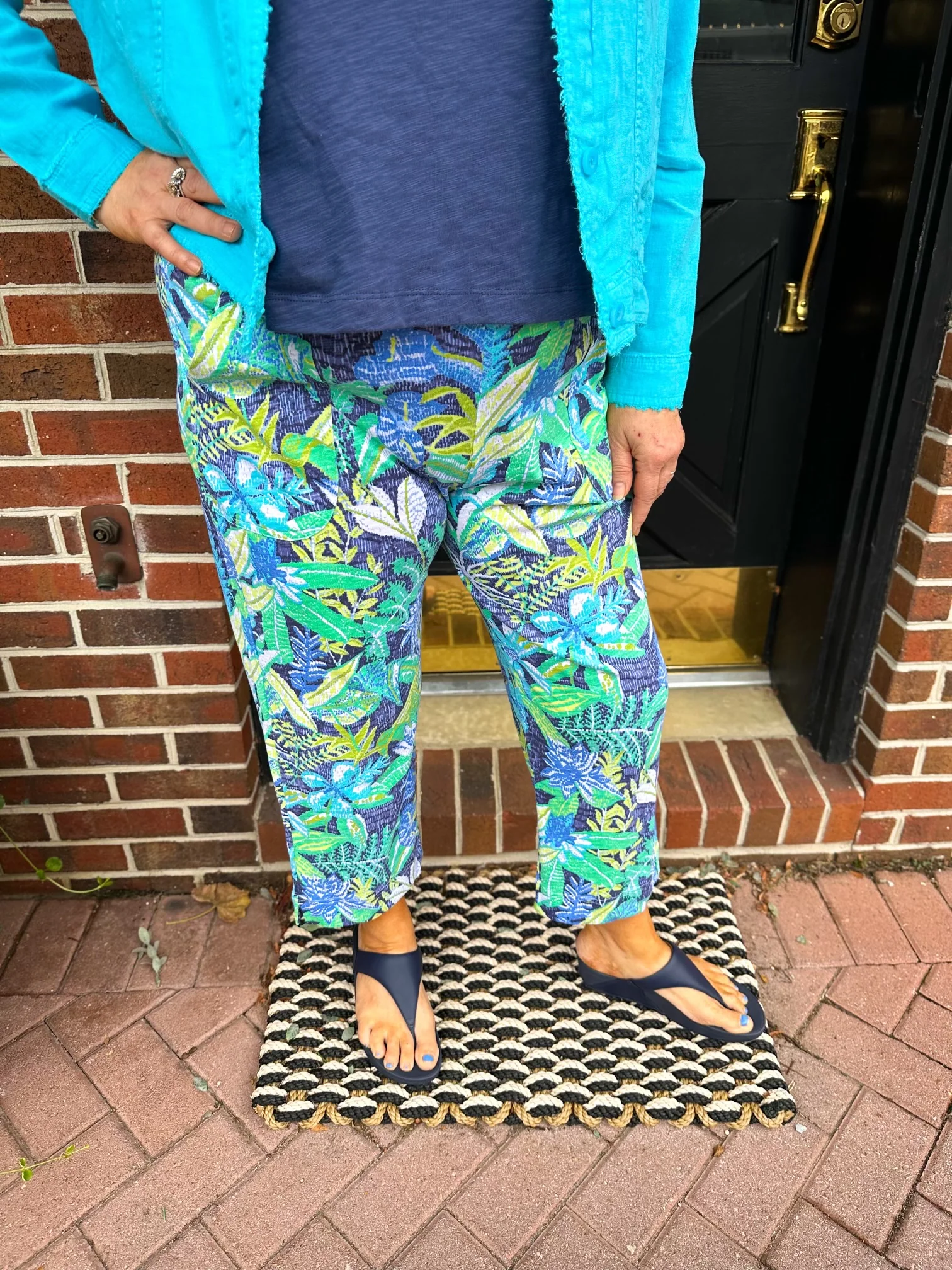 Escape by Habitat Cotton Slub Pocket Flood Capri Marina Print - Image 5