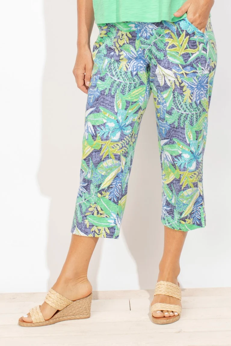 Escape by Habitat Cotton Slub Pocket Flood Capri Marina Print - Image 8
