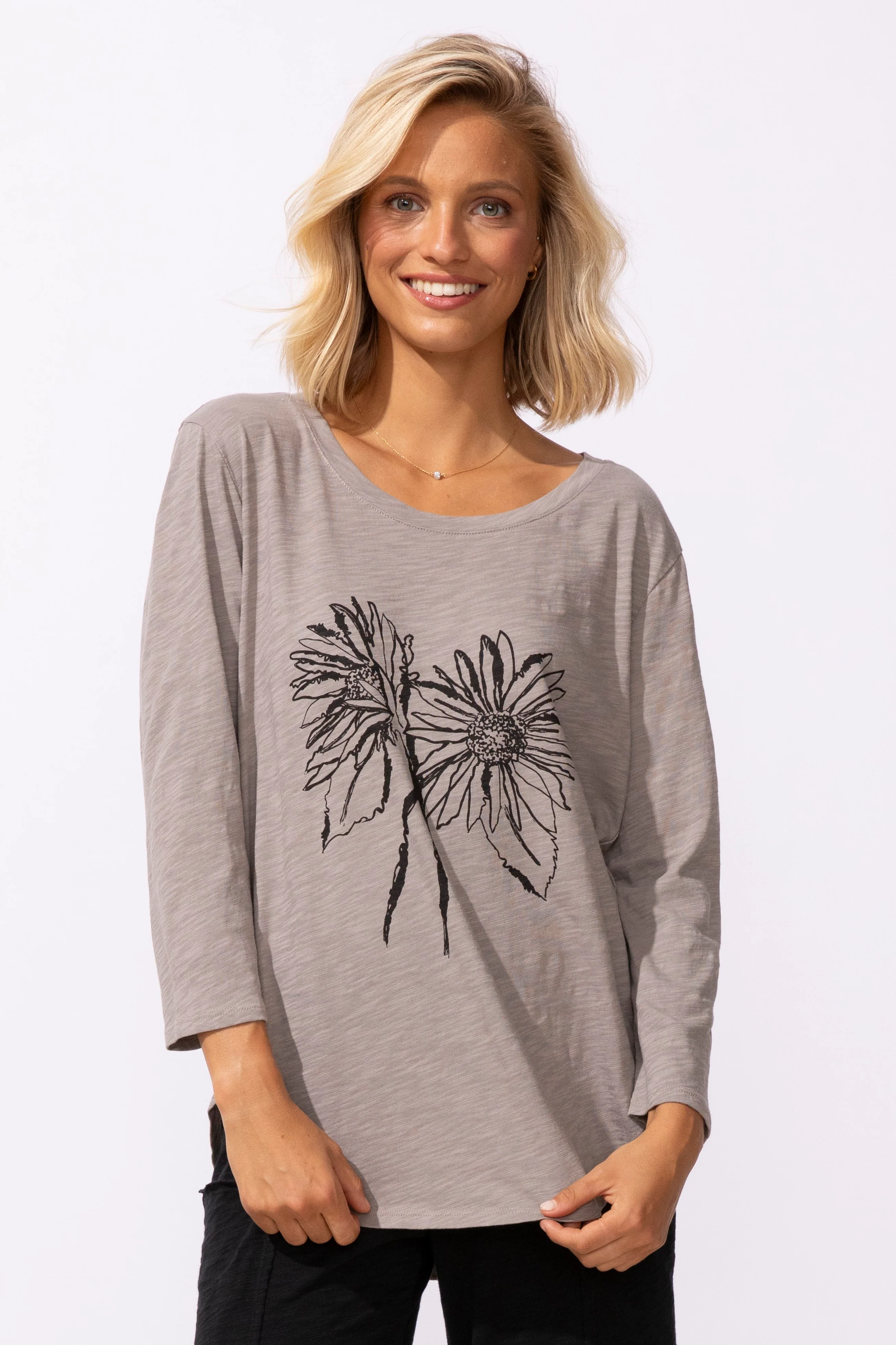 Escape by Habitat Fog Floral High Low Cotton Tee - Image 4