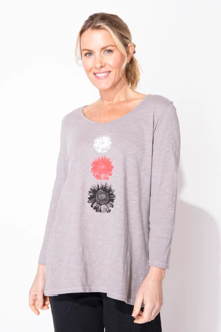 Escape by Habitat Fog Sunflower V-Neck Cotton Tunic - Image 7