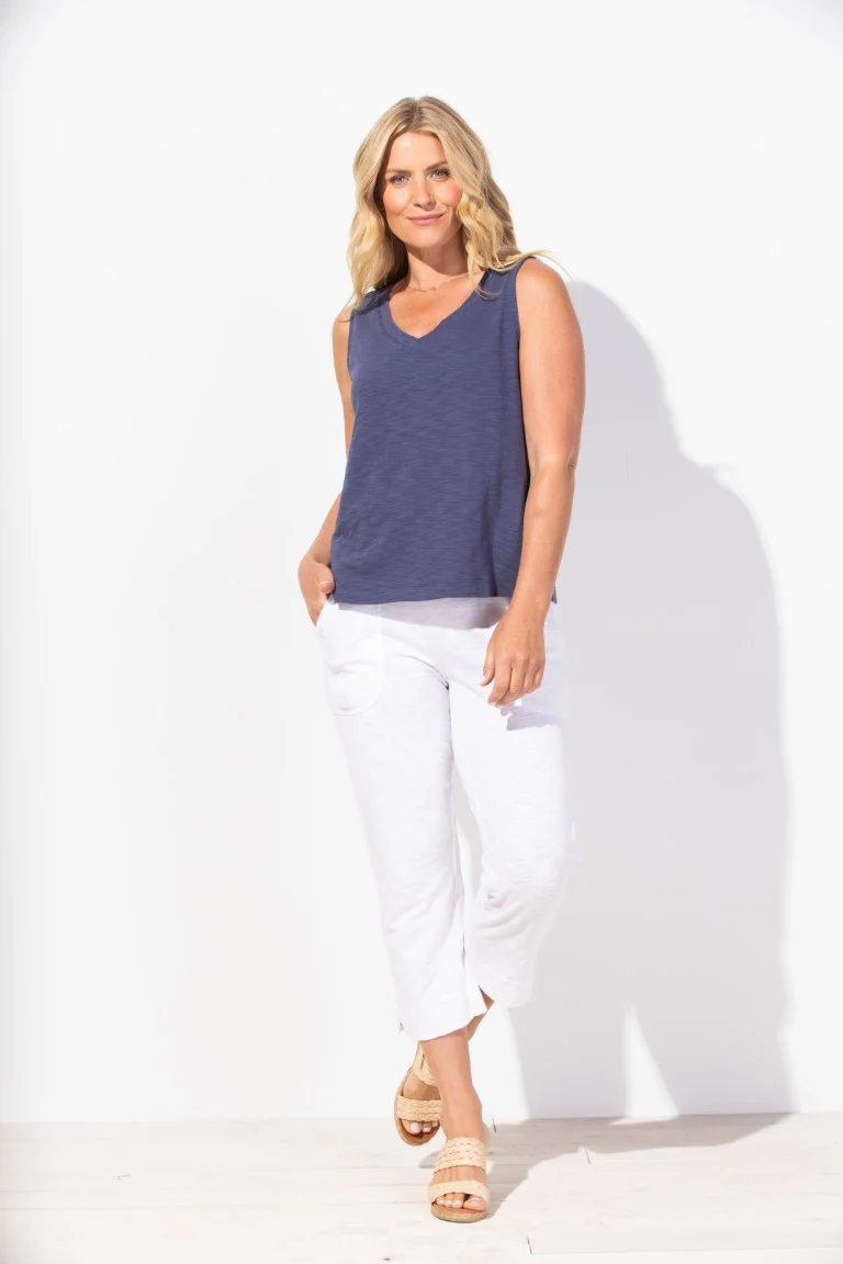 Escape by Habitat Navy Cotton V-Neck Tank - Image 3