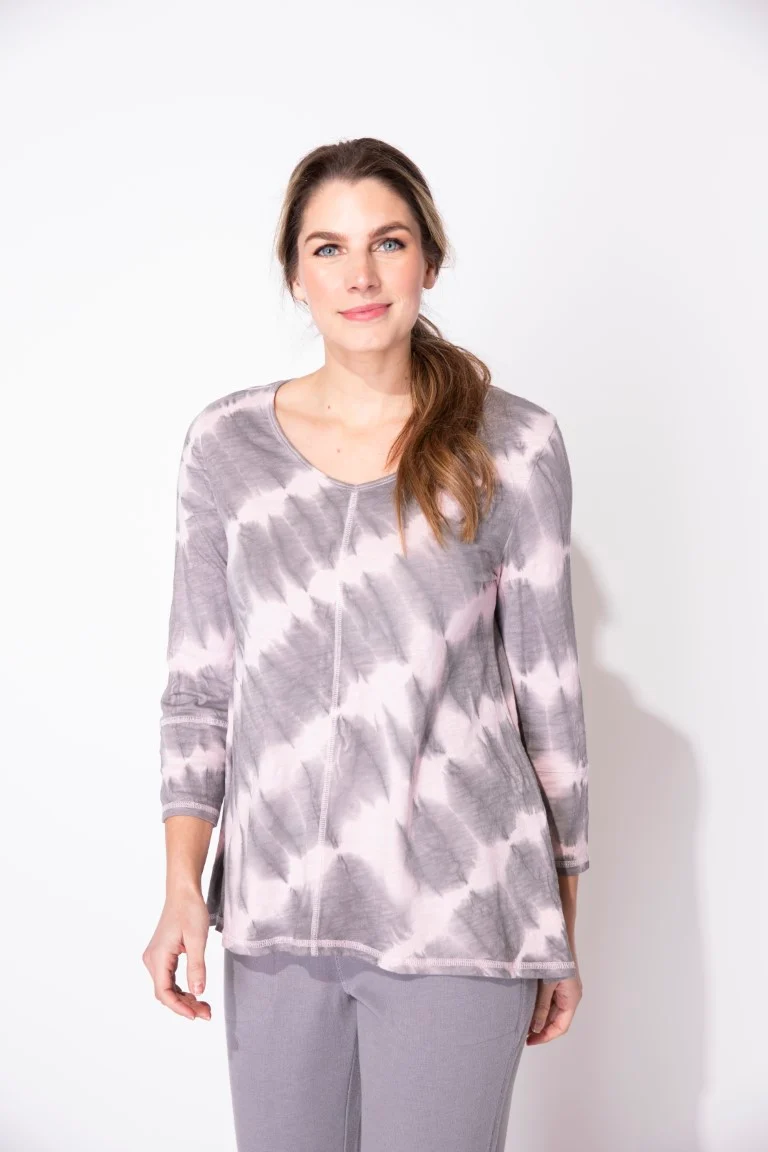 Escape by Habitat Pink Tie Dye V-Neck Cotton Tunic - Image 4