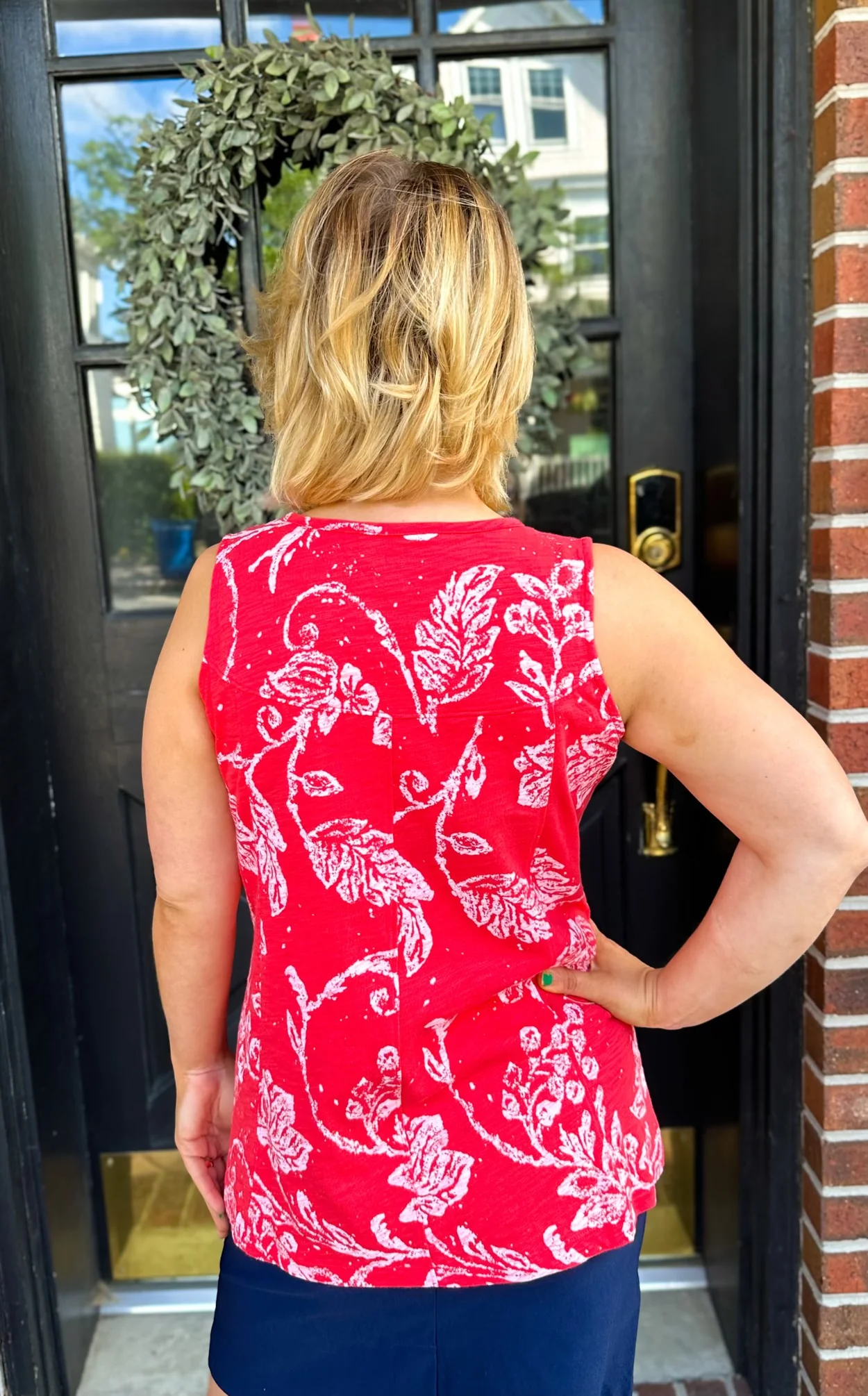 Escape by Habitat Red Stamped Cotton Seamed Tank - Image 2
