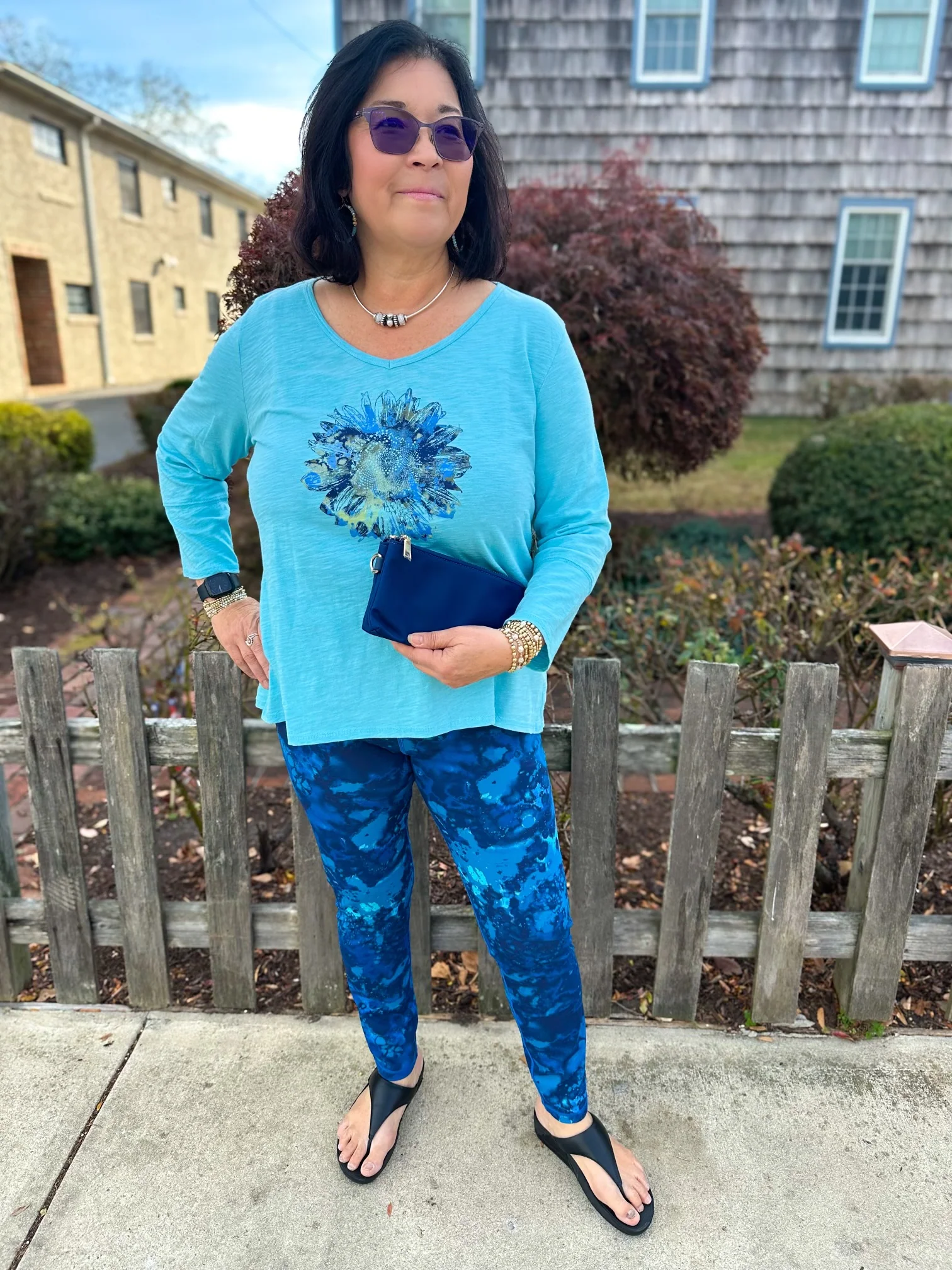 Escape by Habitat Sky Sunflower V-Neck Cotton Tunic - Image 2