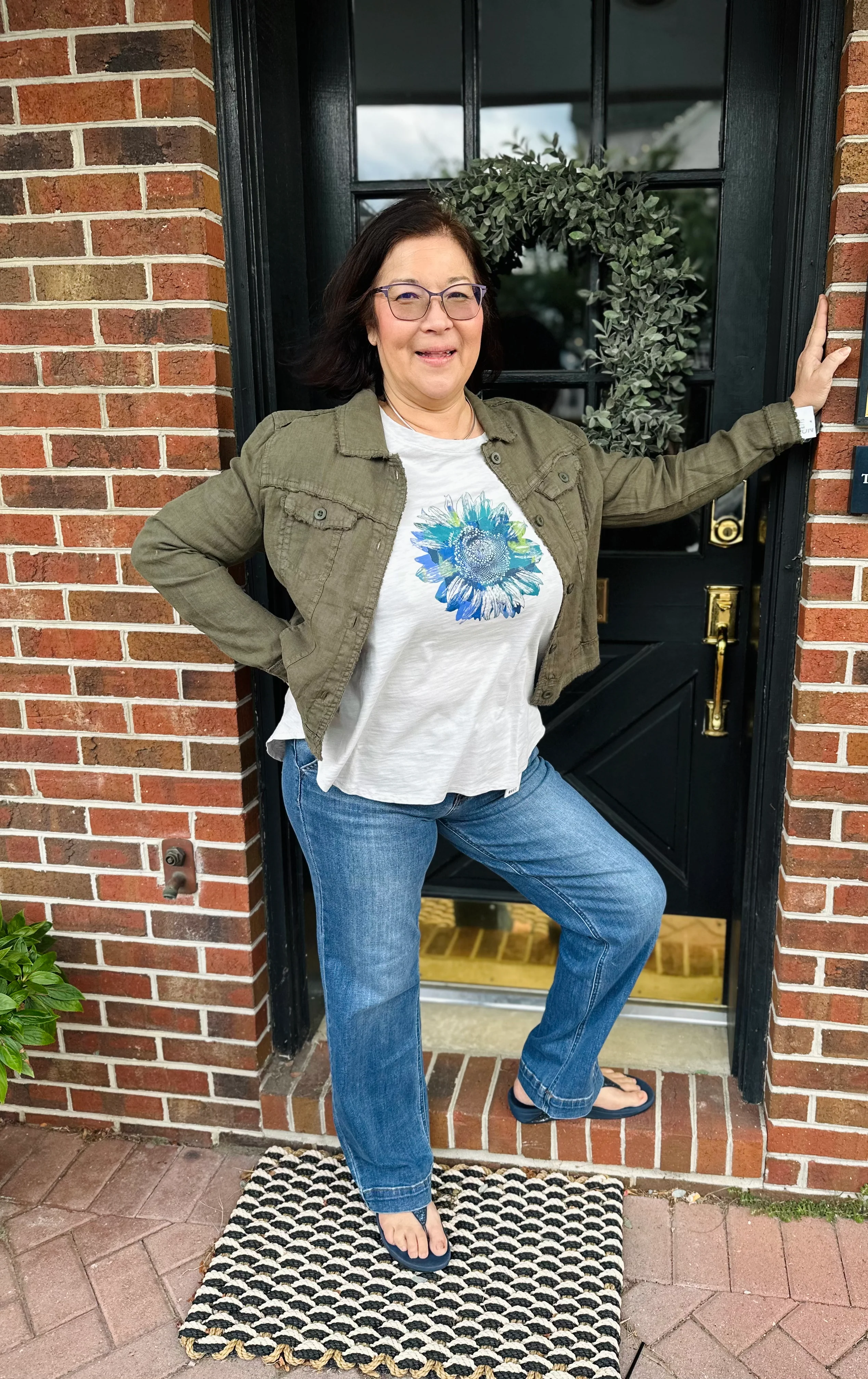 Escape by Habitat Tie Dye Sunflower High Low Tee on Dune - Image 3