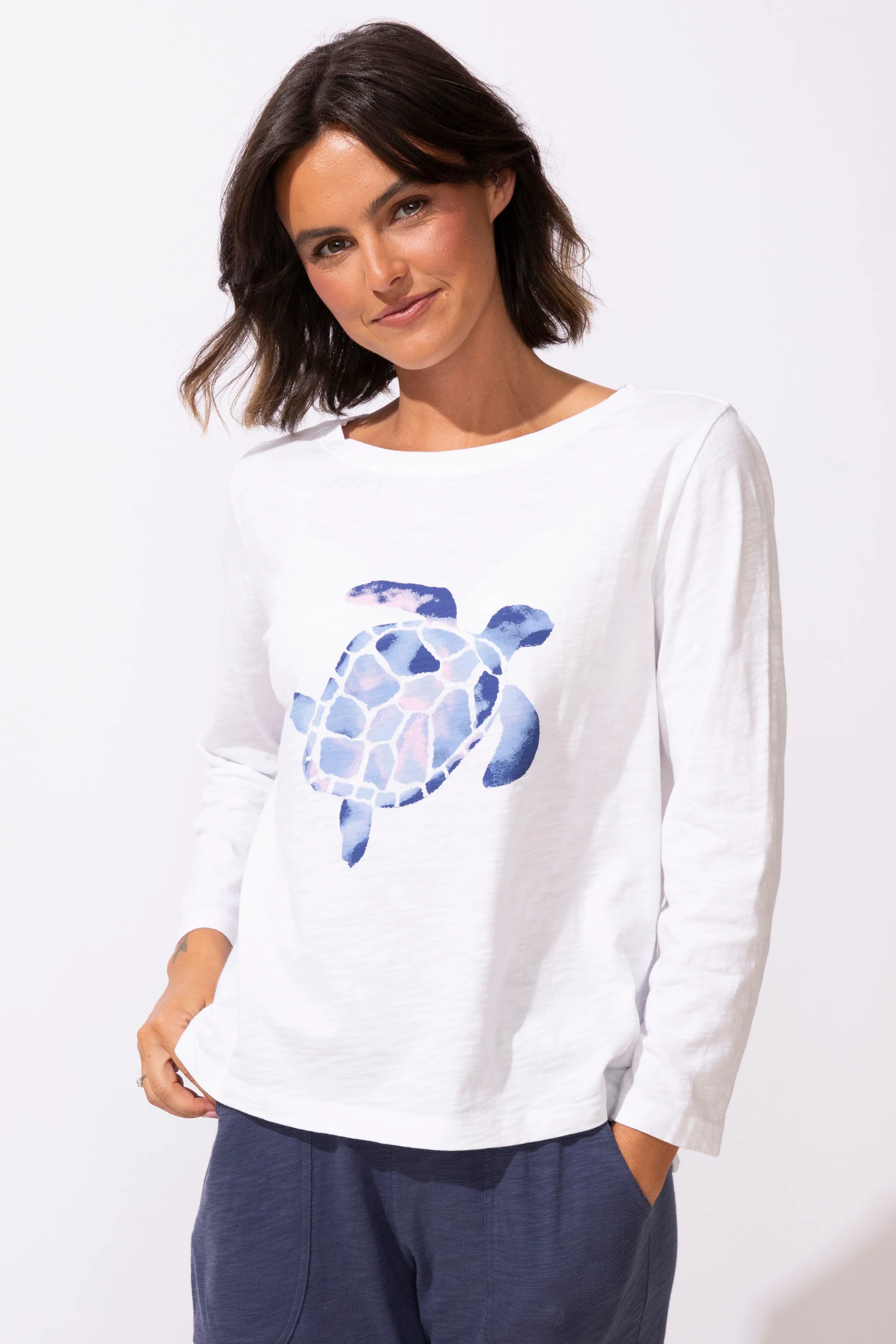 Escape by Habitat White Turtle Step Hem Boxy Tee
