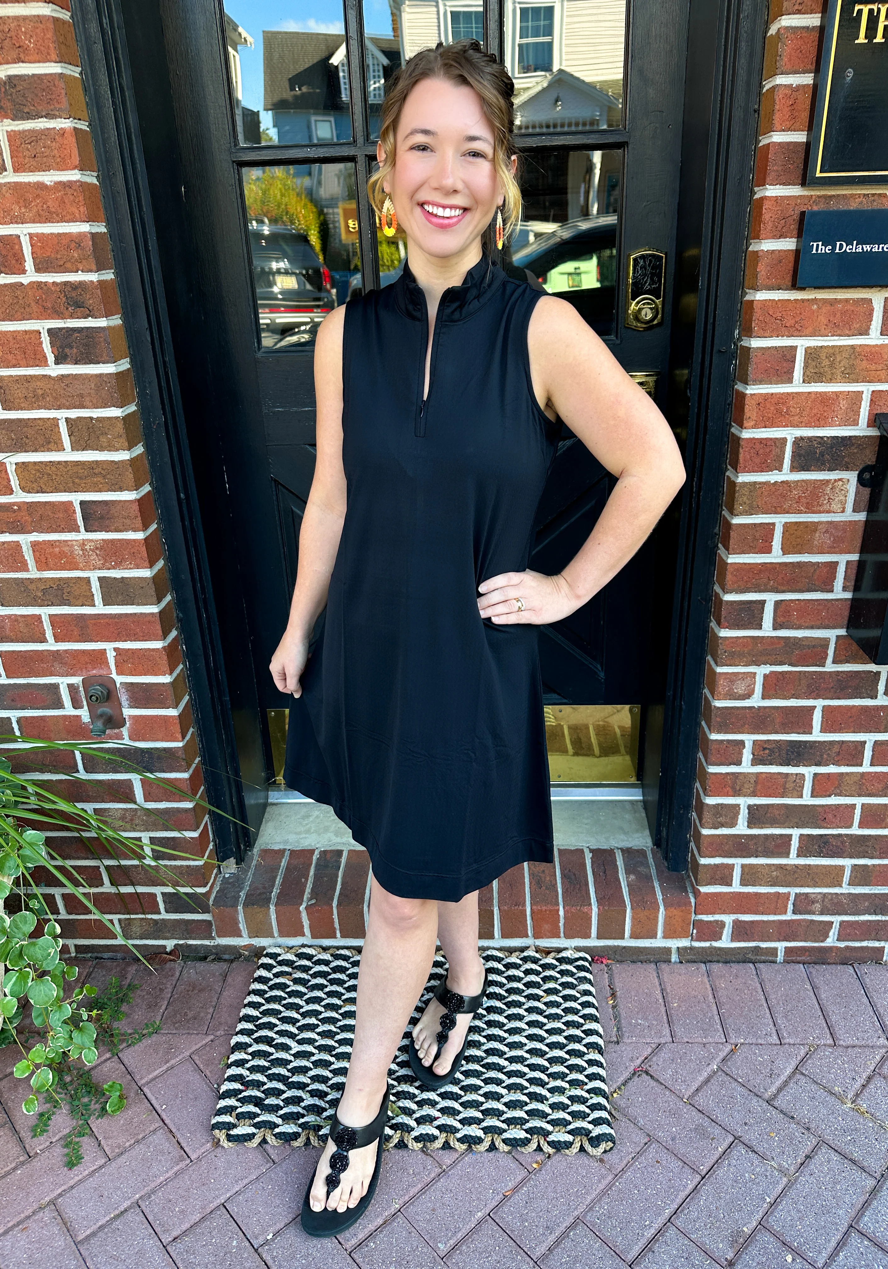 Beachtime by Lulu B Black Sleeveless Quarter Zip Dress - Image 3