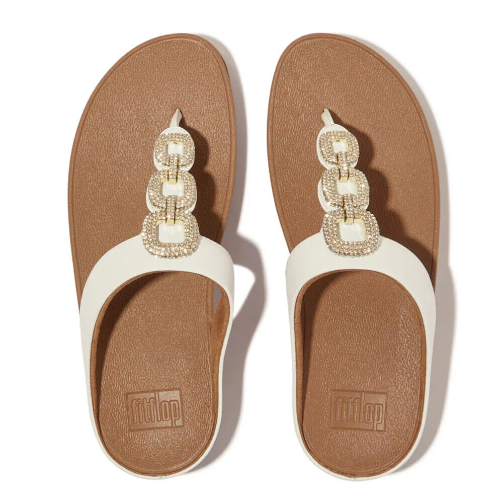 FitFlop Fino Crystal Chain Urban White Sandal - Image 2
