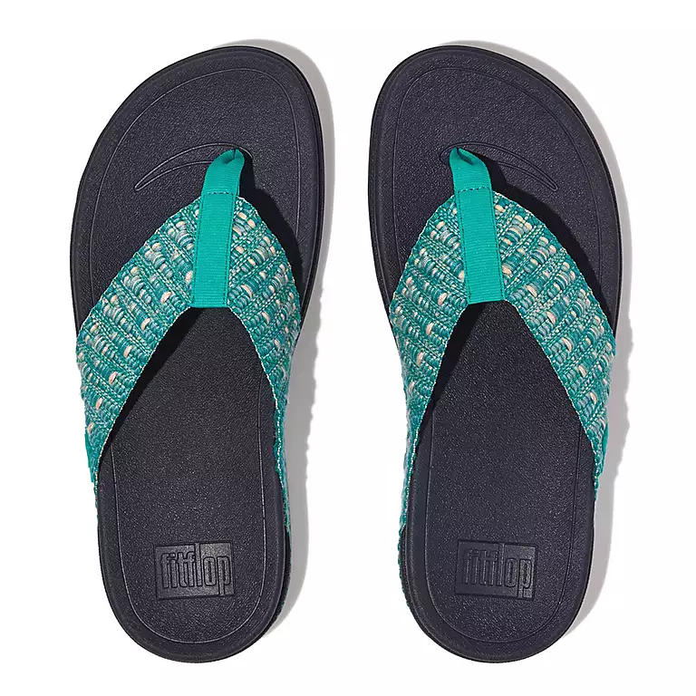 FITFLOPS SURFA GEO WEBBING TOE POST SANDALS TAHITI BLU
