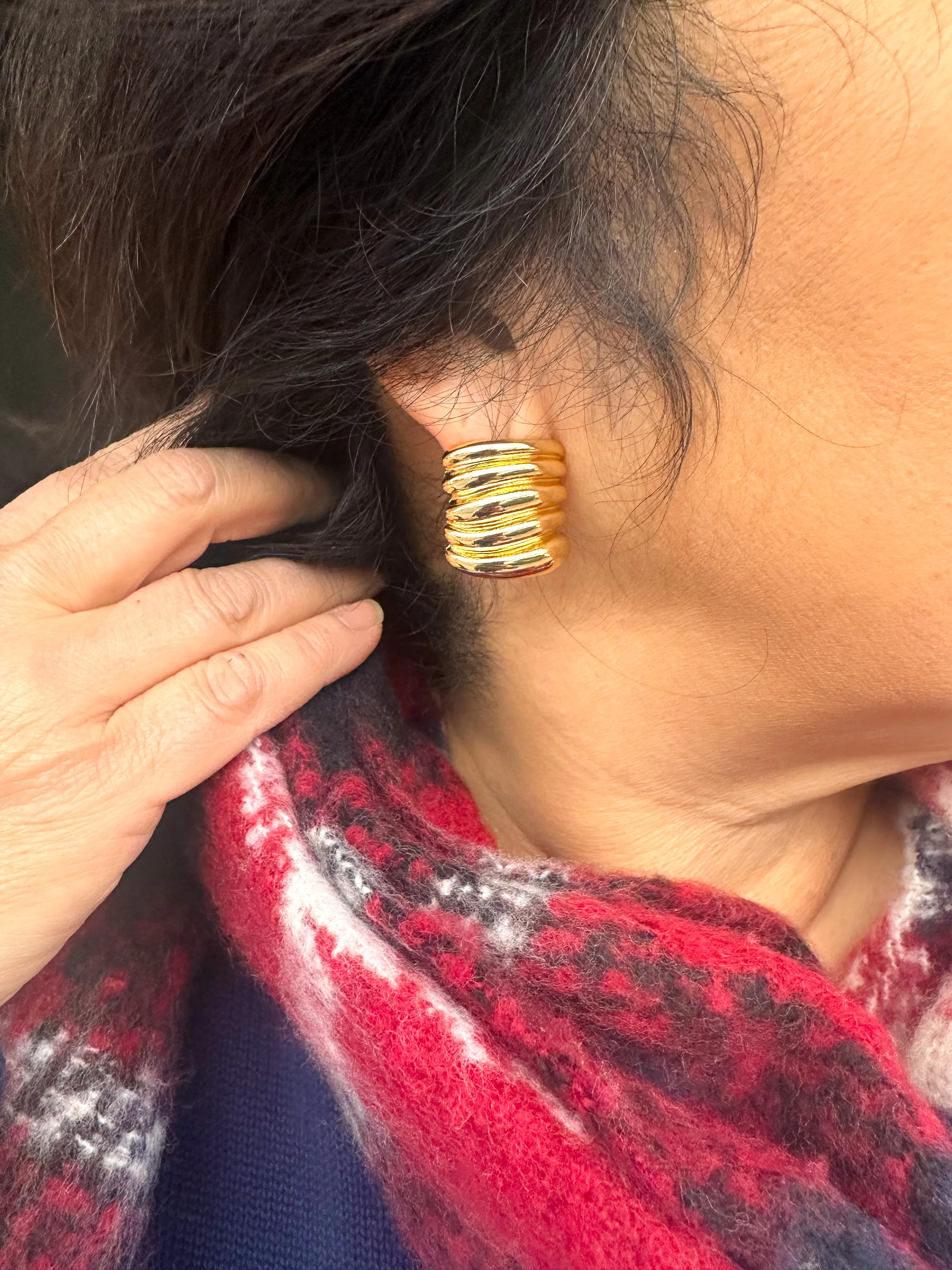 Gold Chunky Wavy Earrings - Image 11