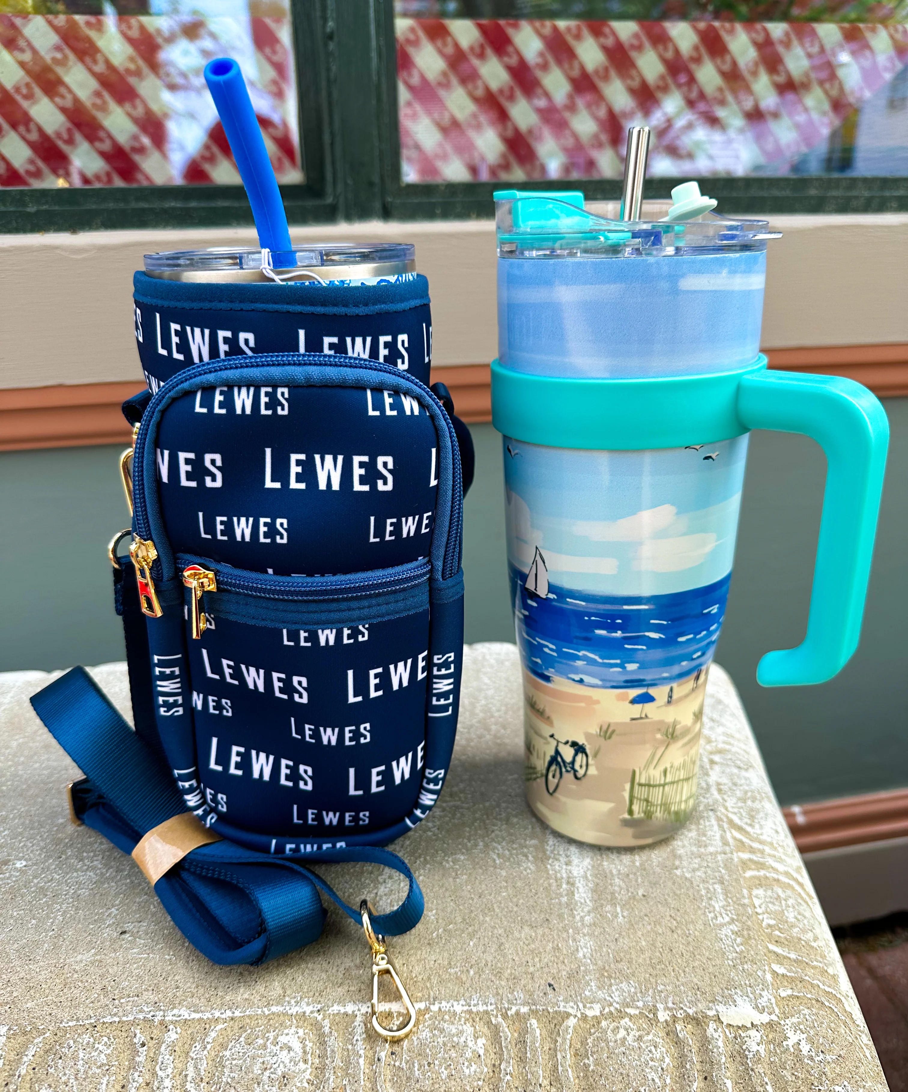 Handle Water Bottle Carrier - Navy Lewes - Image 3