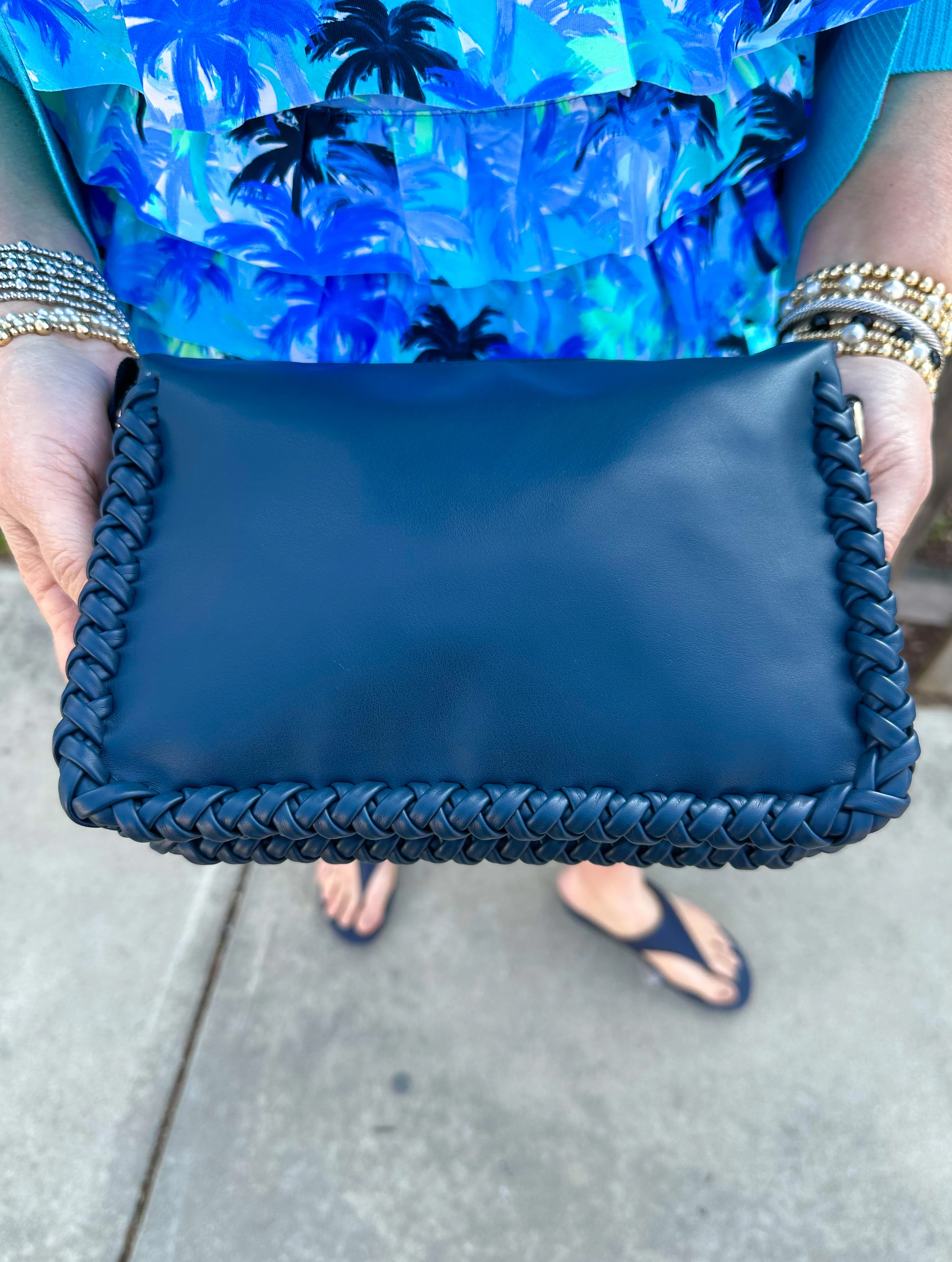 Judith Vegan Whipstitch Shoulder Bag - Navy - Image 13