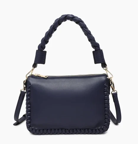 Judith Vegan Whipstitch Shoulder Bag - Navy - Image 15