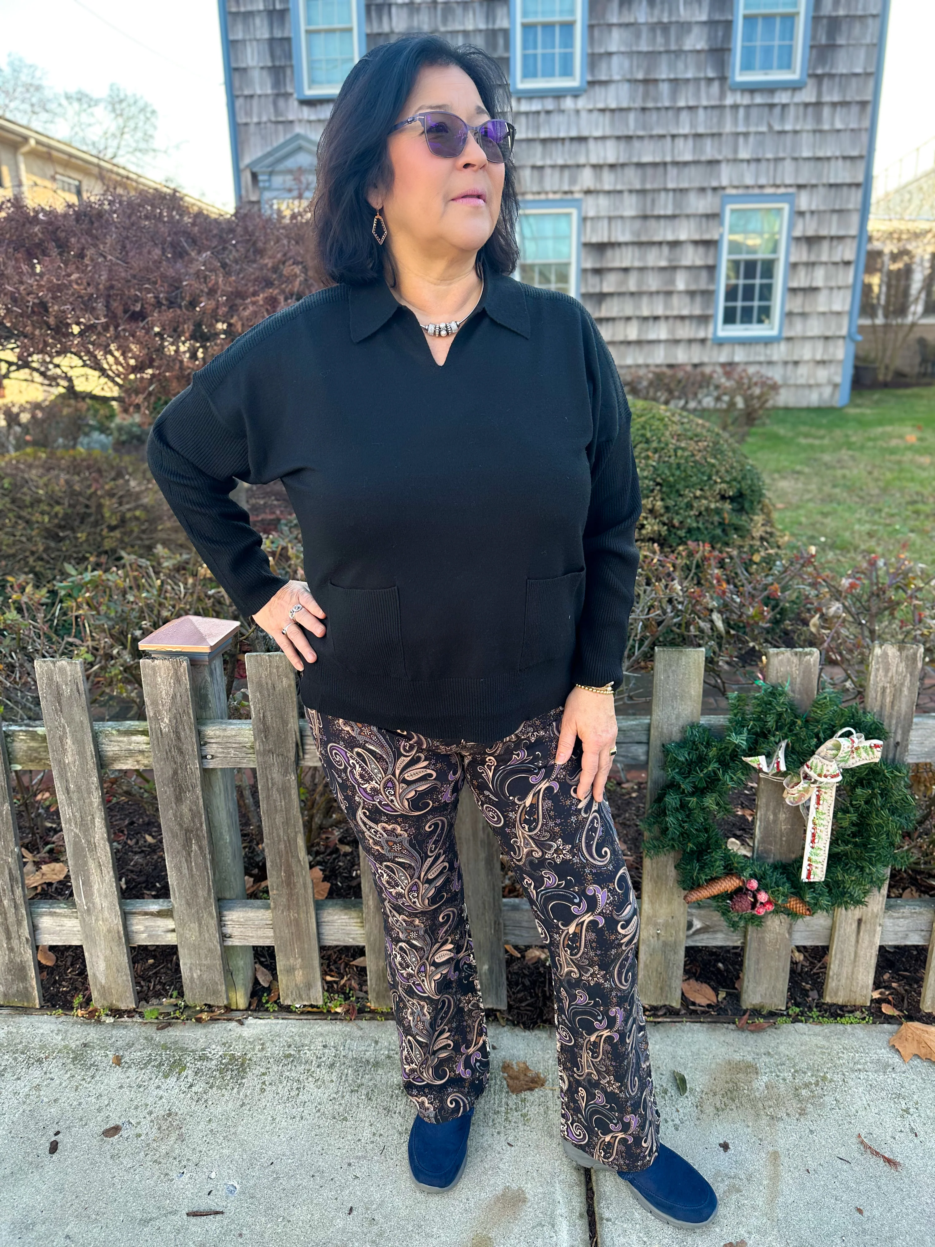 Lulu B Black  2-Pocket Cashmere Sweater - Image 3