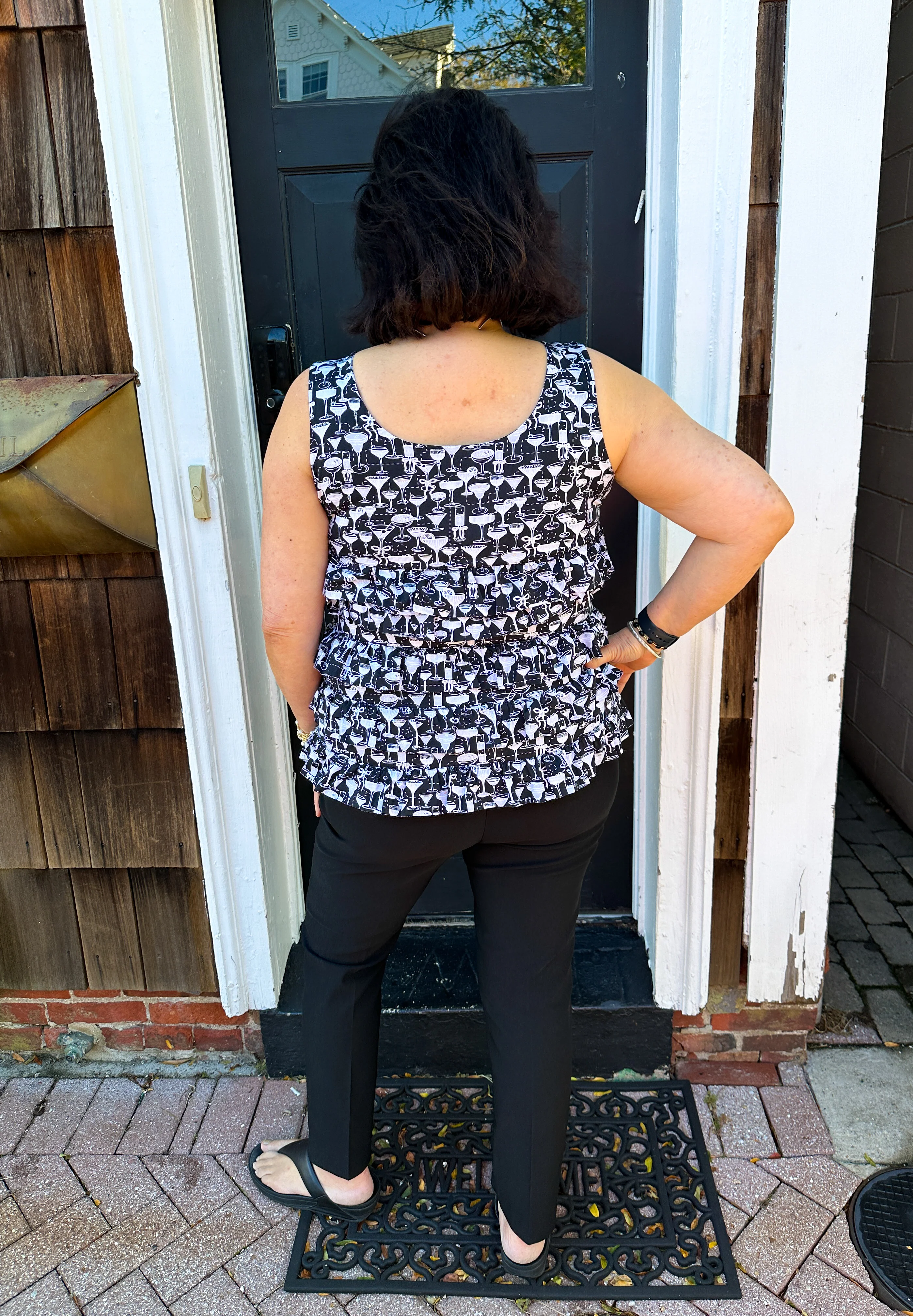 Lulu B Black and White Cocktails Sleeveless Cha Cha Tank - Image 2