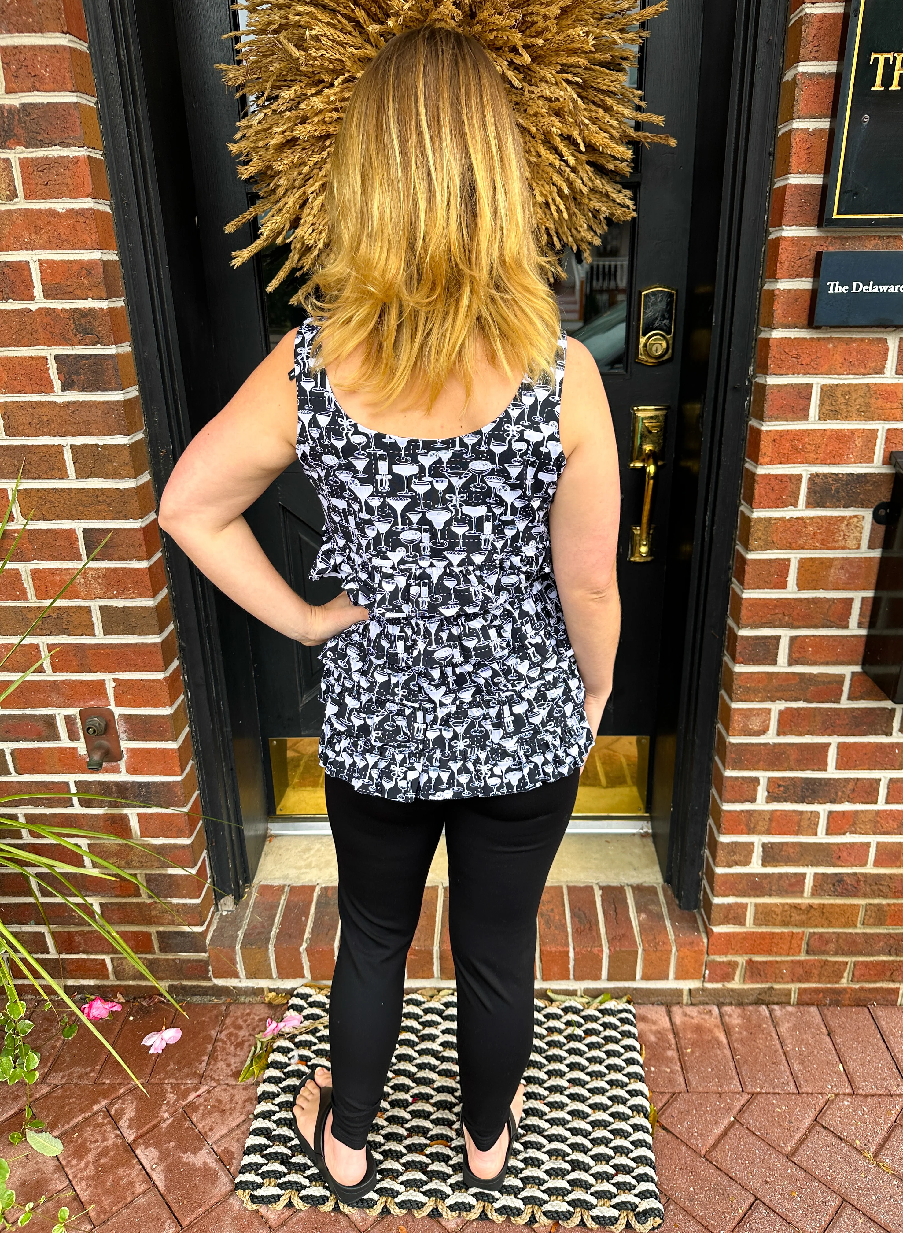 Lulu B Black and White Cocktails Sleeveless Cha Cha Tank - Image 6