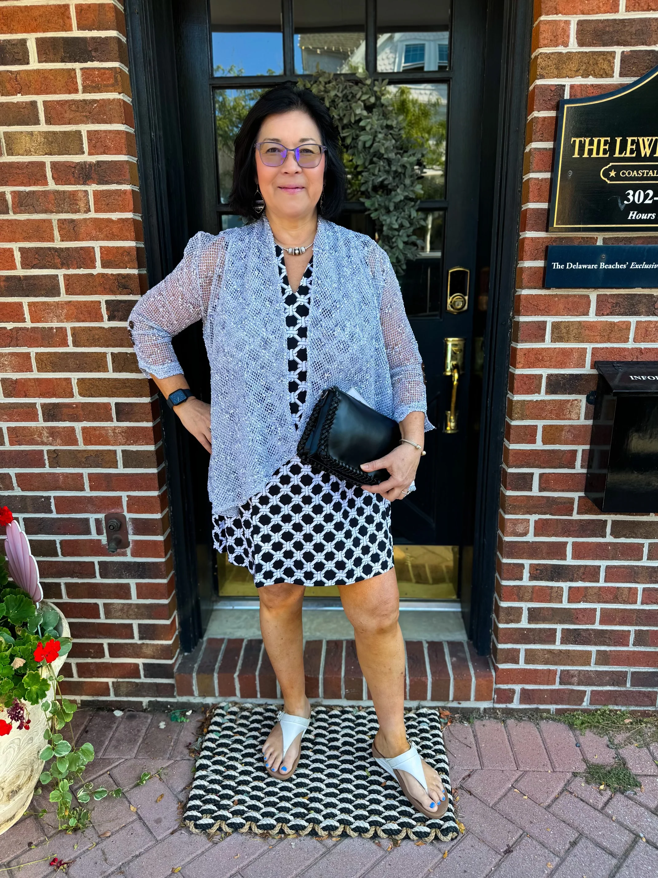 Lulu B Black and White Knots UPF 50+ Open Cut Dress - Image 3