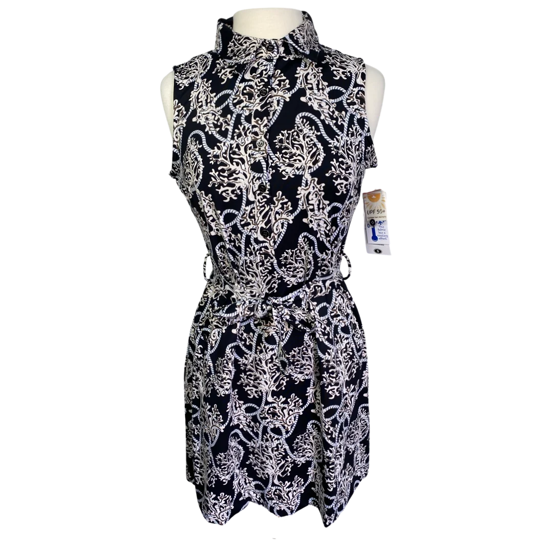 Lulu B Black Coral Button Tie Dress