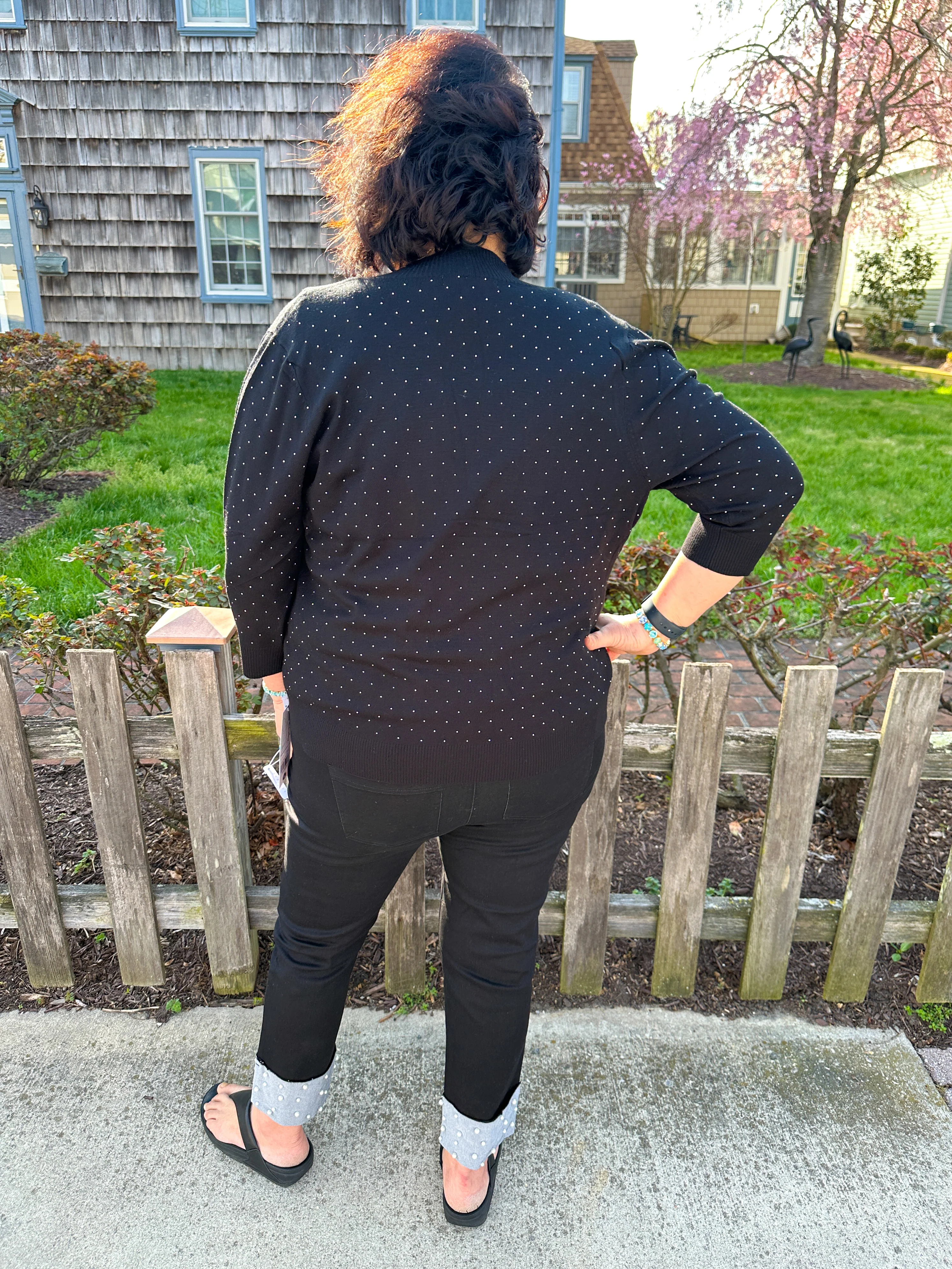 Lulu B Black Crystal Cardigan Sweater - Image 2