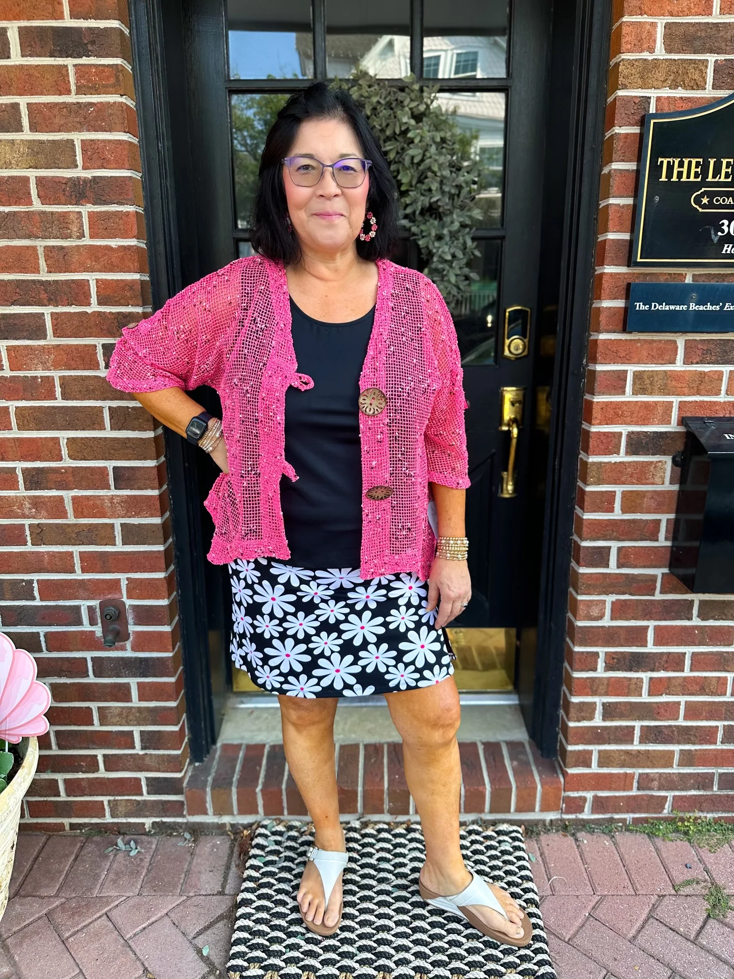 Lulu B Black Daisy UPF 50+ Zip Skort - Image 2