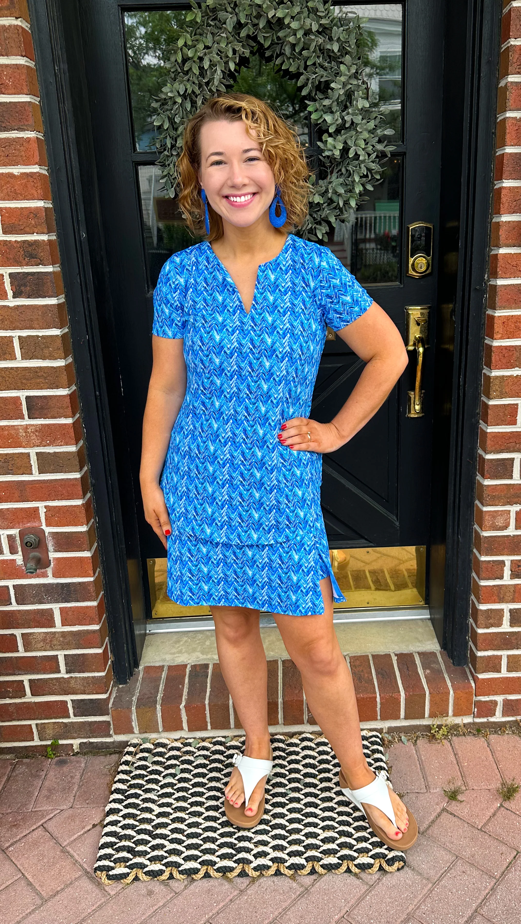 Lulu B Blue Chevron UPF 50+ Zip Skort - Image 3