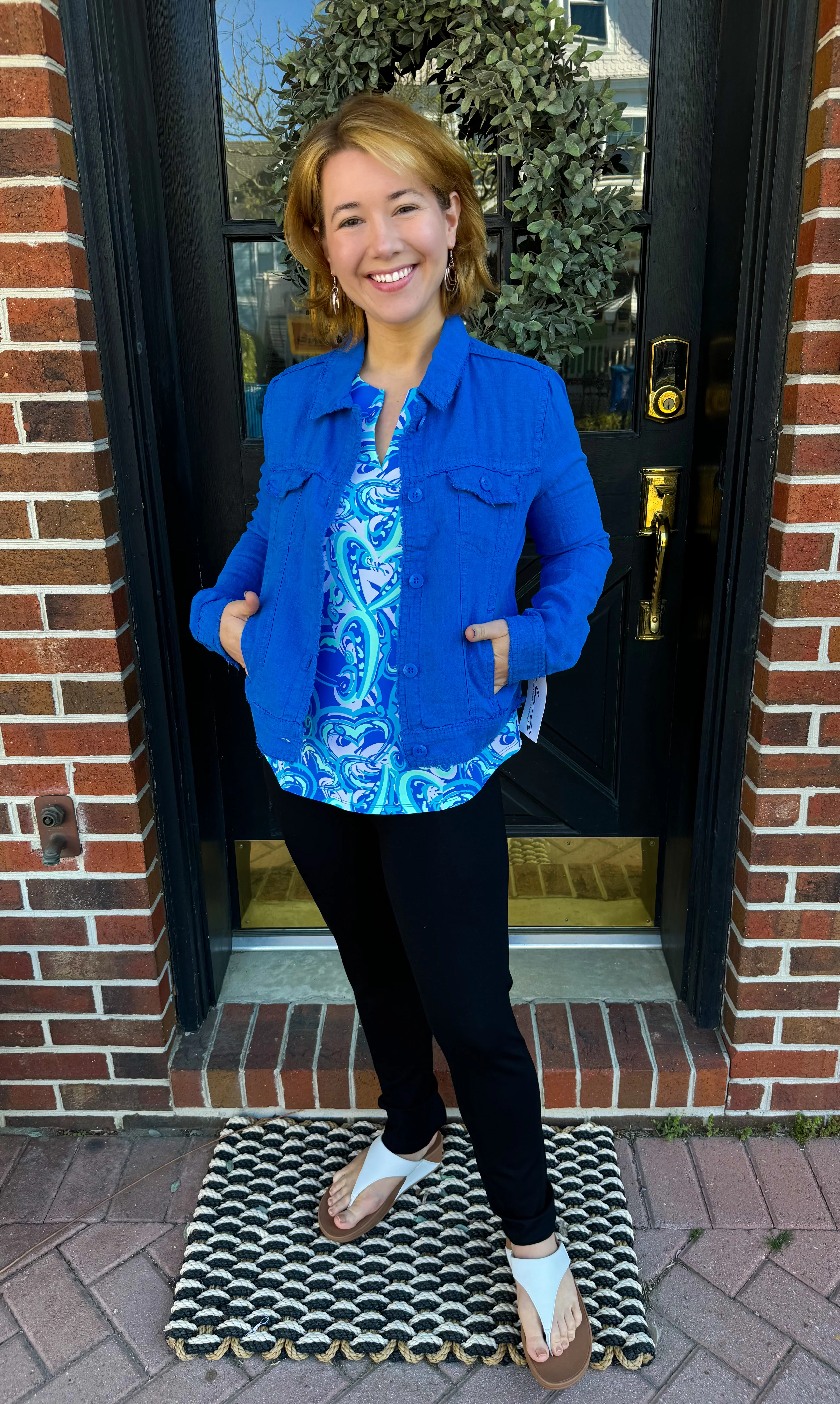 Lulu B Blue Hearts UPF 50+ Sleeveless Keyhole Top - Image 4