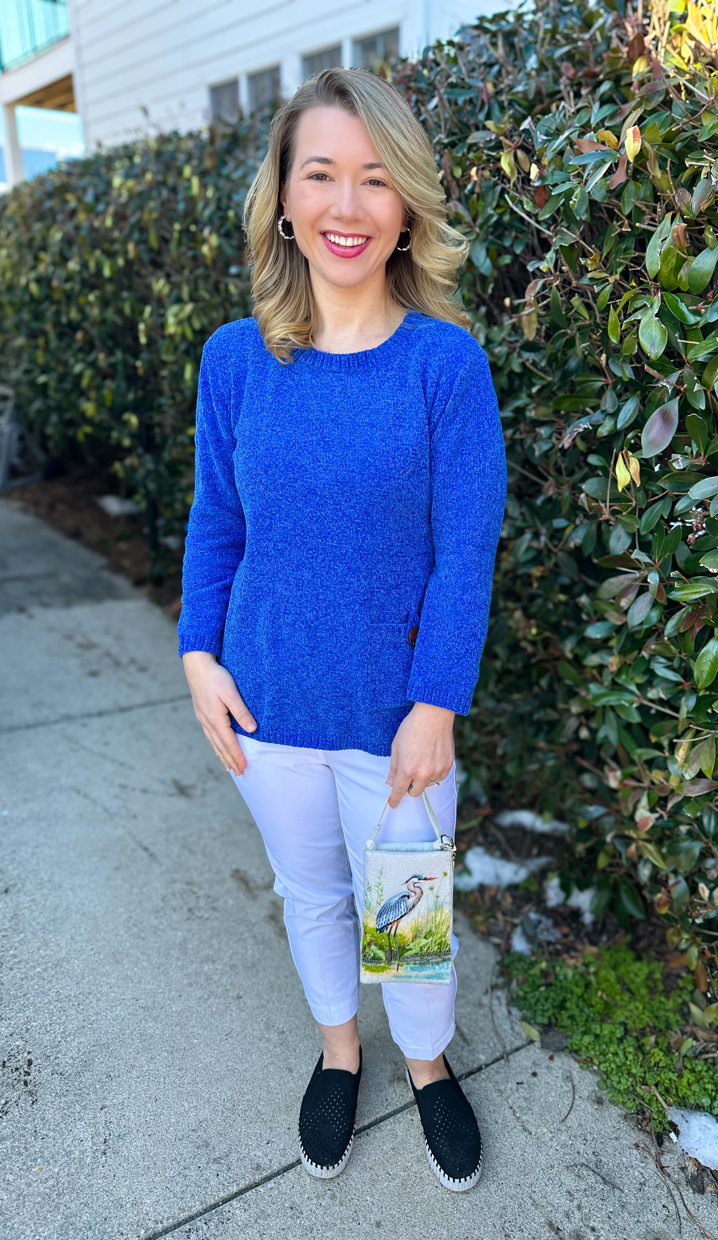 Lulu B Blue Heathered Chenille Pullover - Image 2
