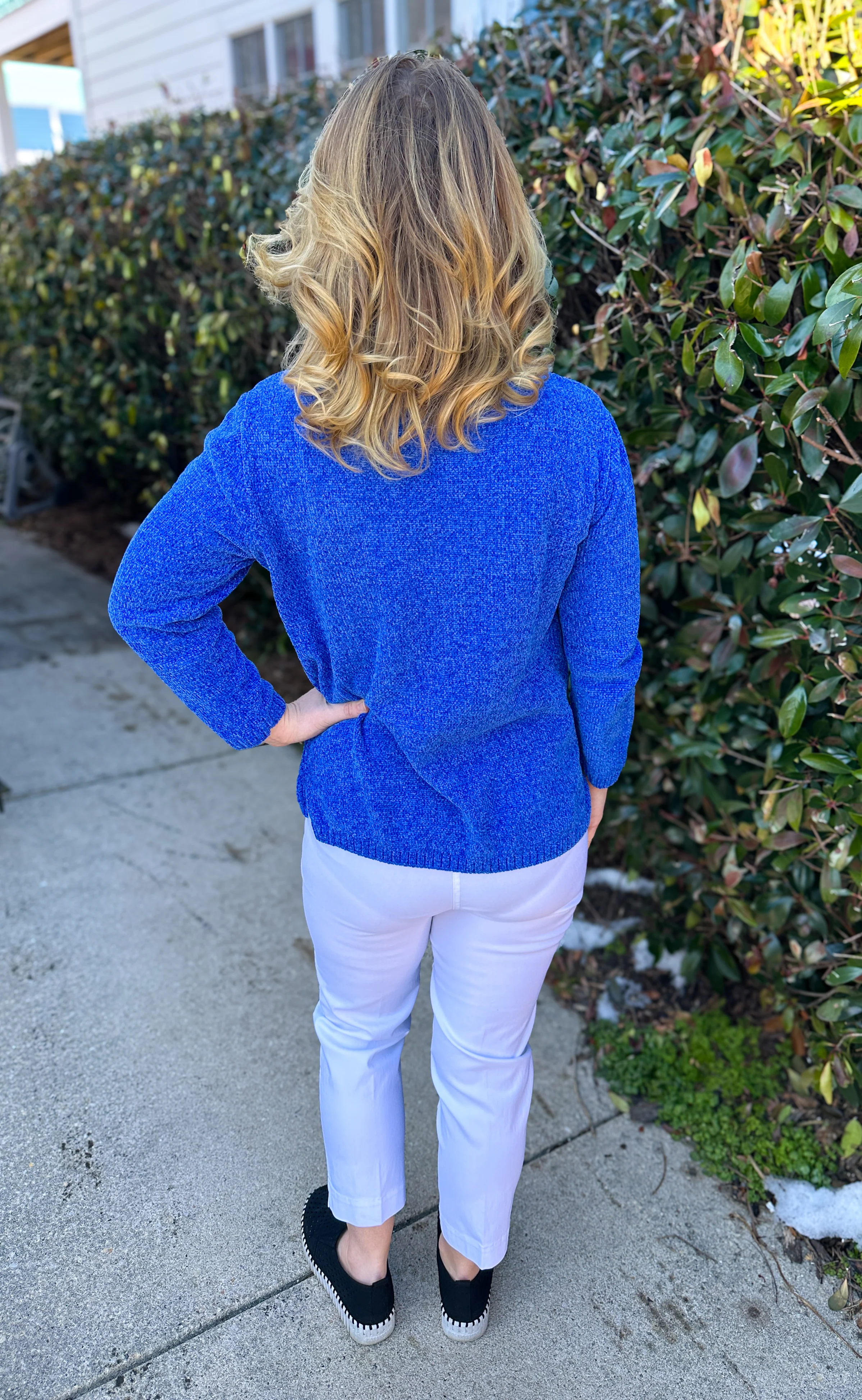Lulu B Blue Heathered Chenille Pullover - Image 3