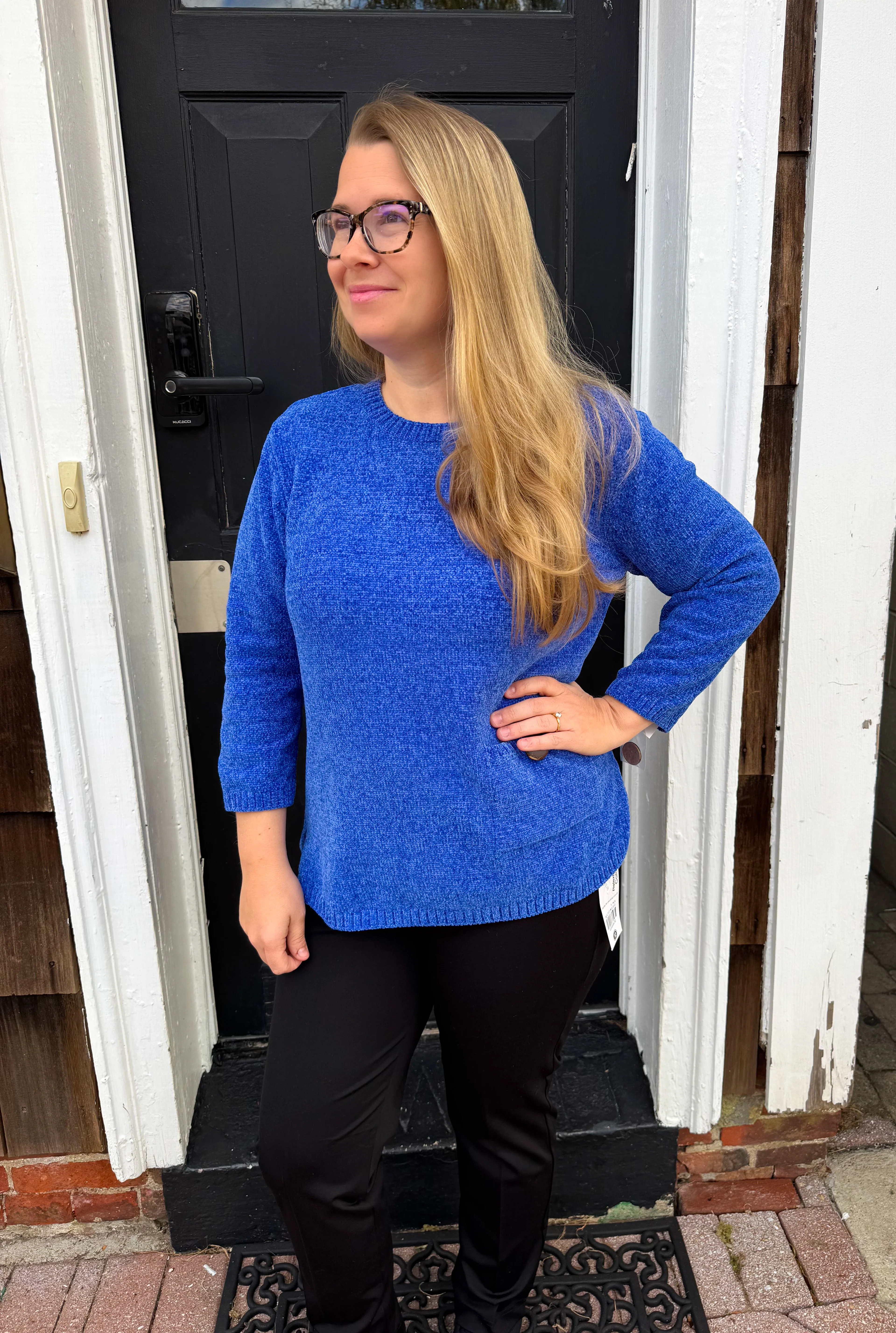 Lulu B Blue Heathered Chenille Pullover - Image 4