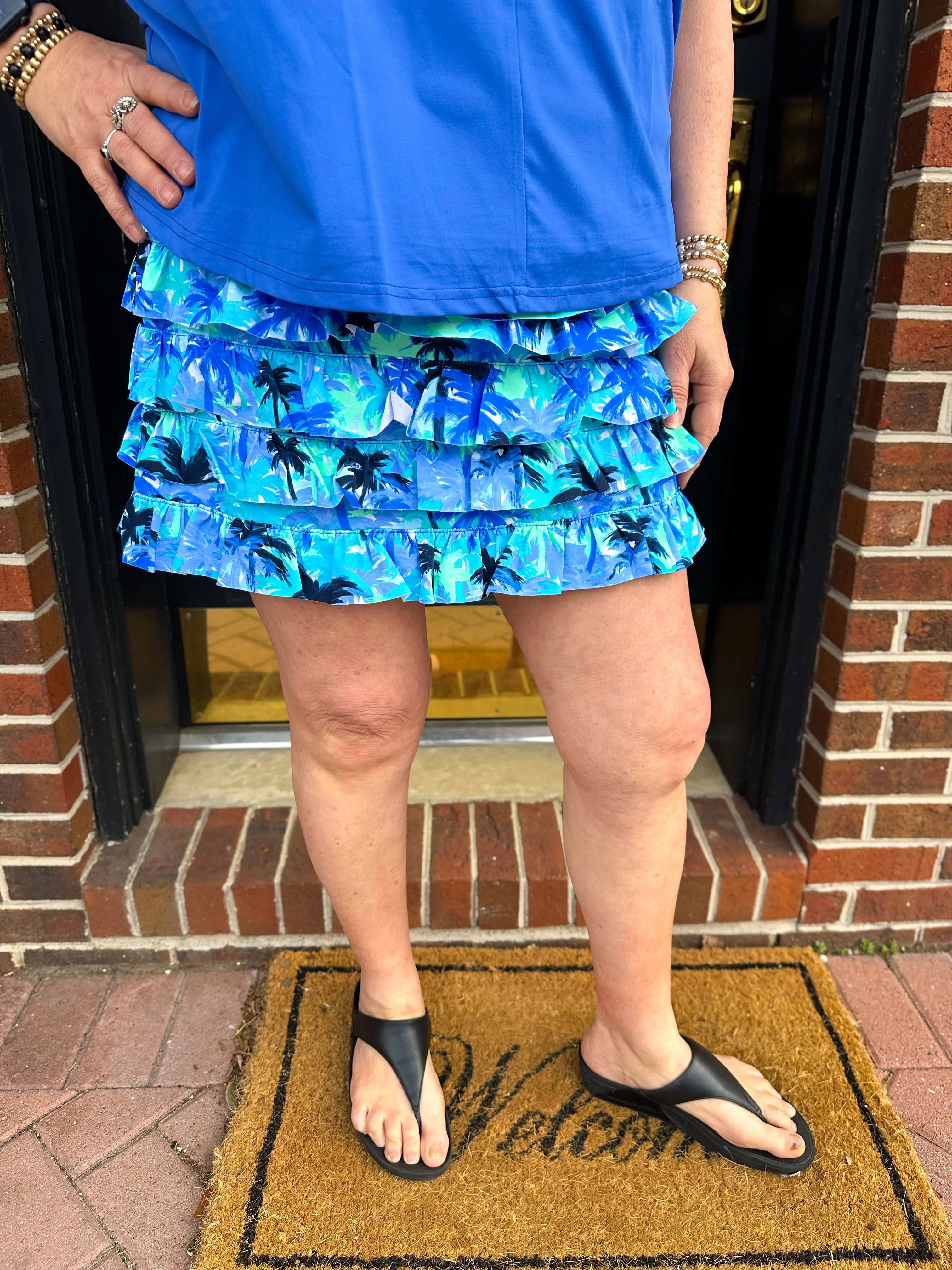 Lulu B Blue Palm Tree Cha Cha Skort - Image 11