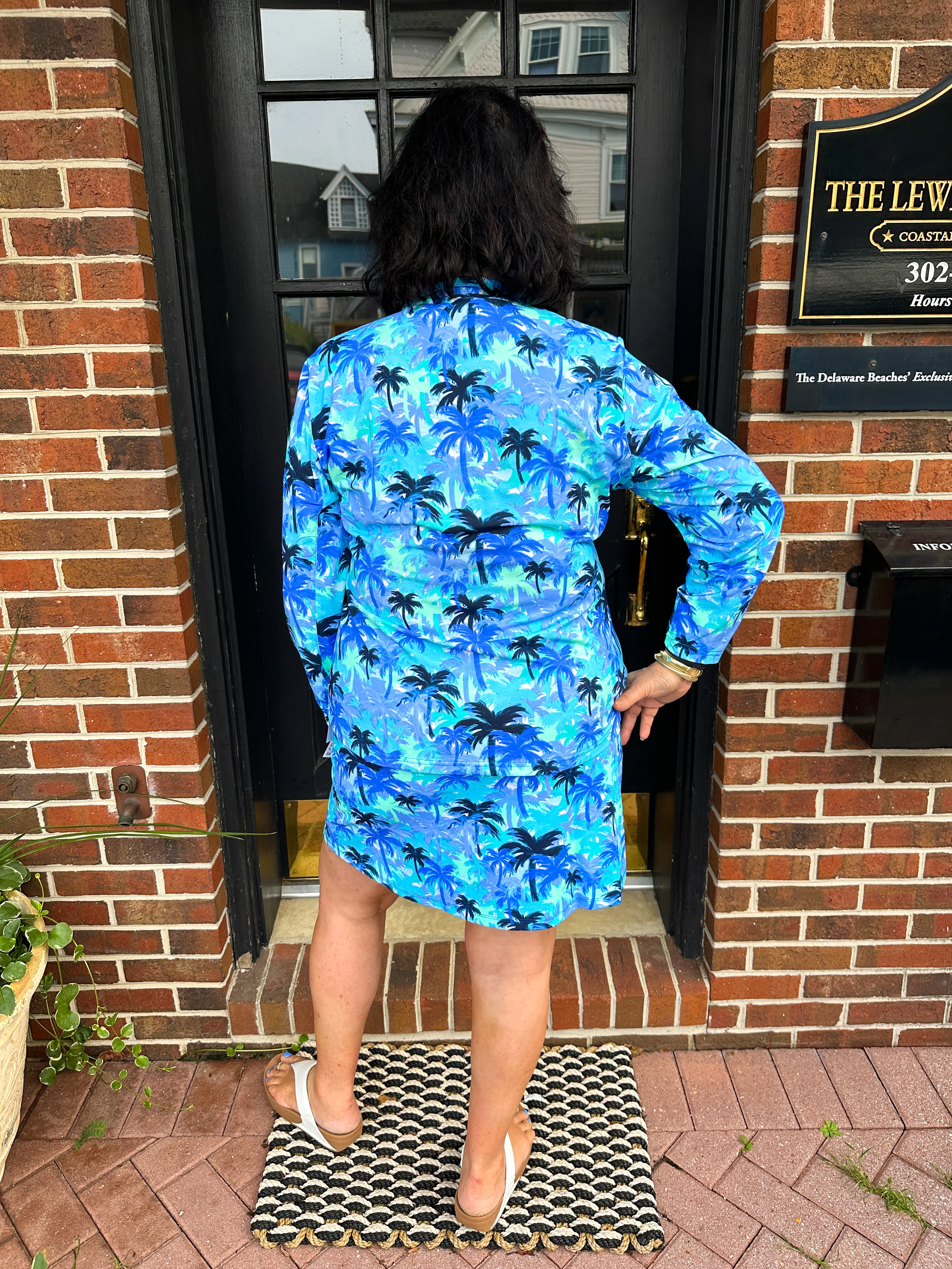 Lulu B Blue Palm Tree UPF 50+ Zip Skort - Image 3