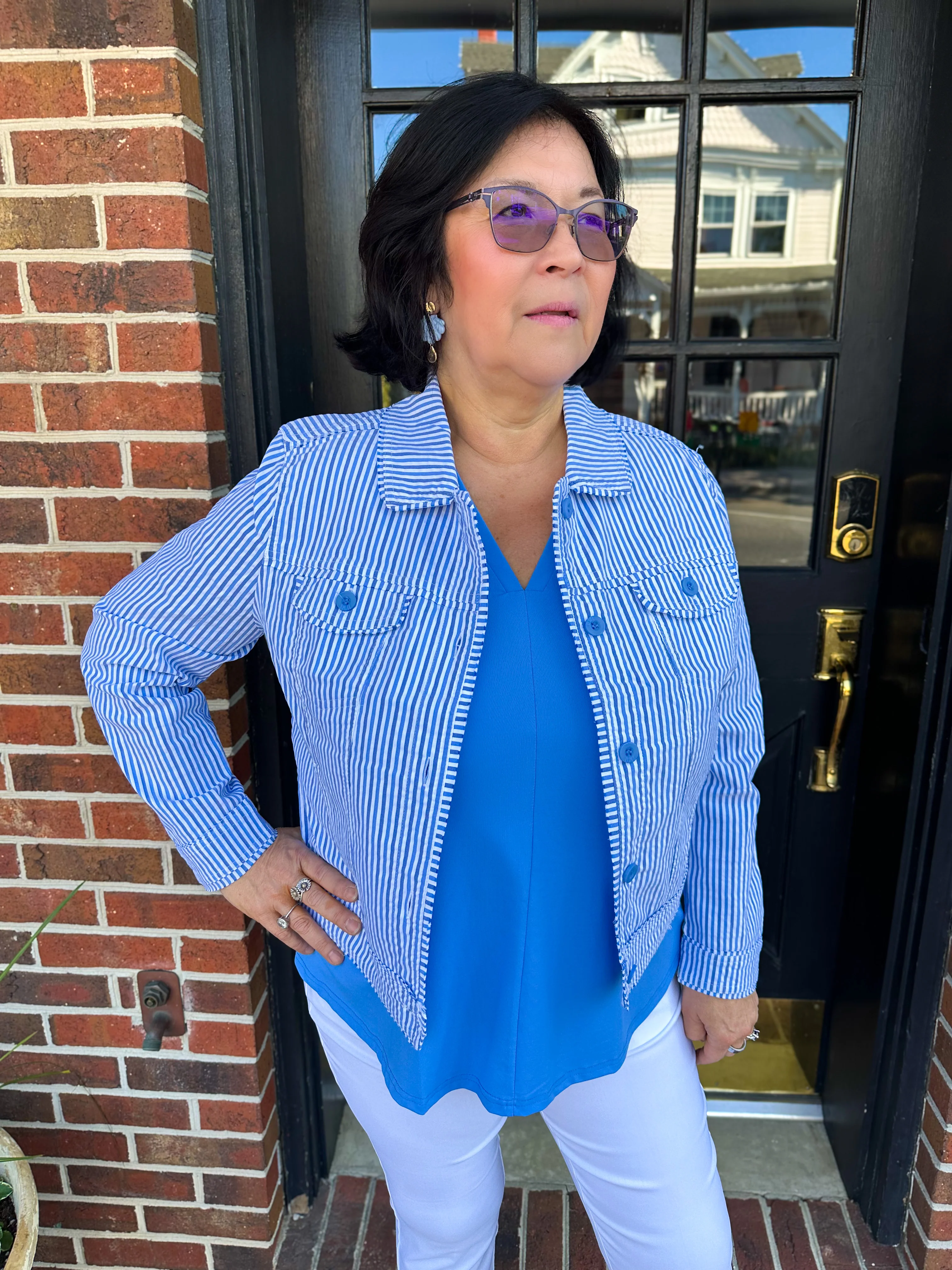 Lulu B Blue Seersucker Jacket - Image 2