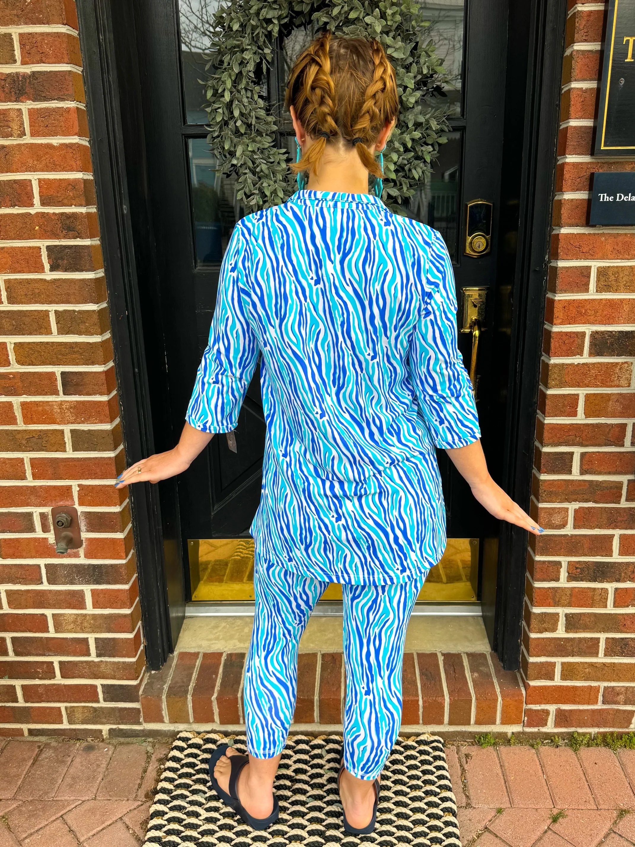 Lulu B Blue Zebra Leggings - Image 4
