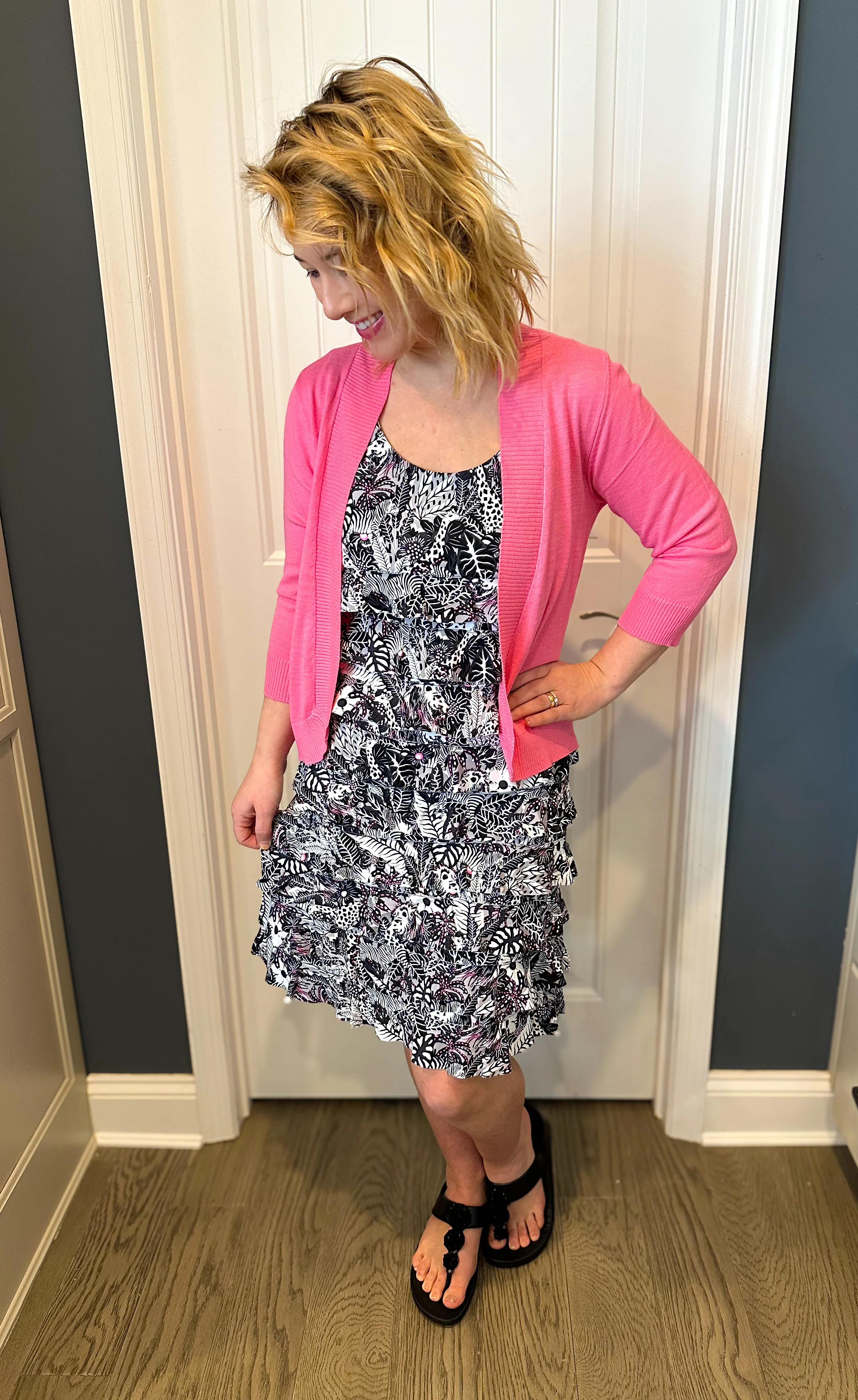 Lulu B Bright Hot Pink Cardigan Sweater - Image 3