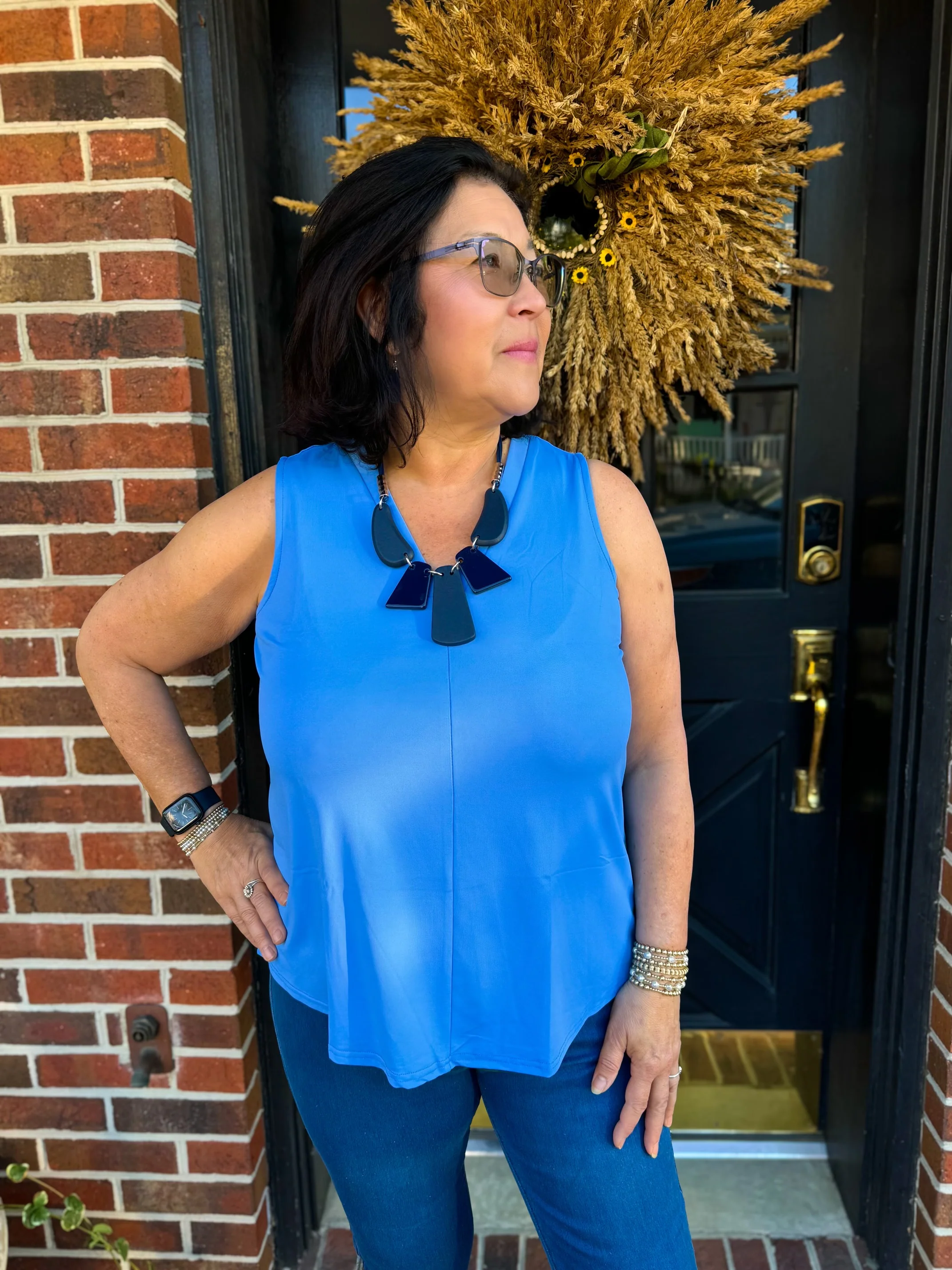 Lulu B Bright Periwinkle UPF 50+ A-Line V-Neck Tank - Image 9