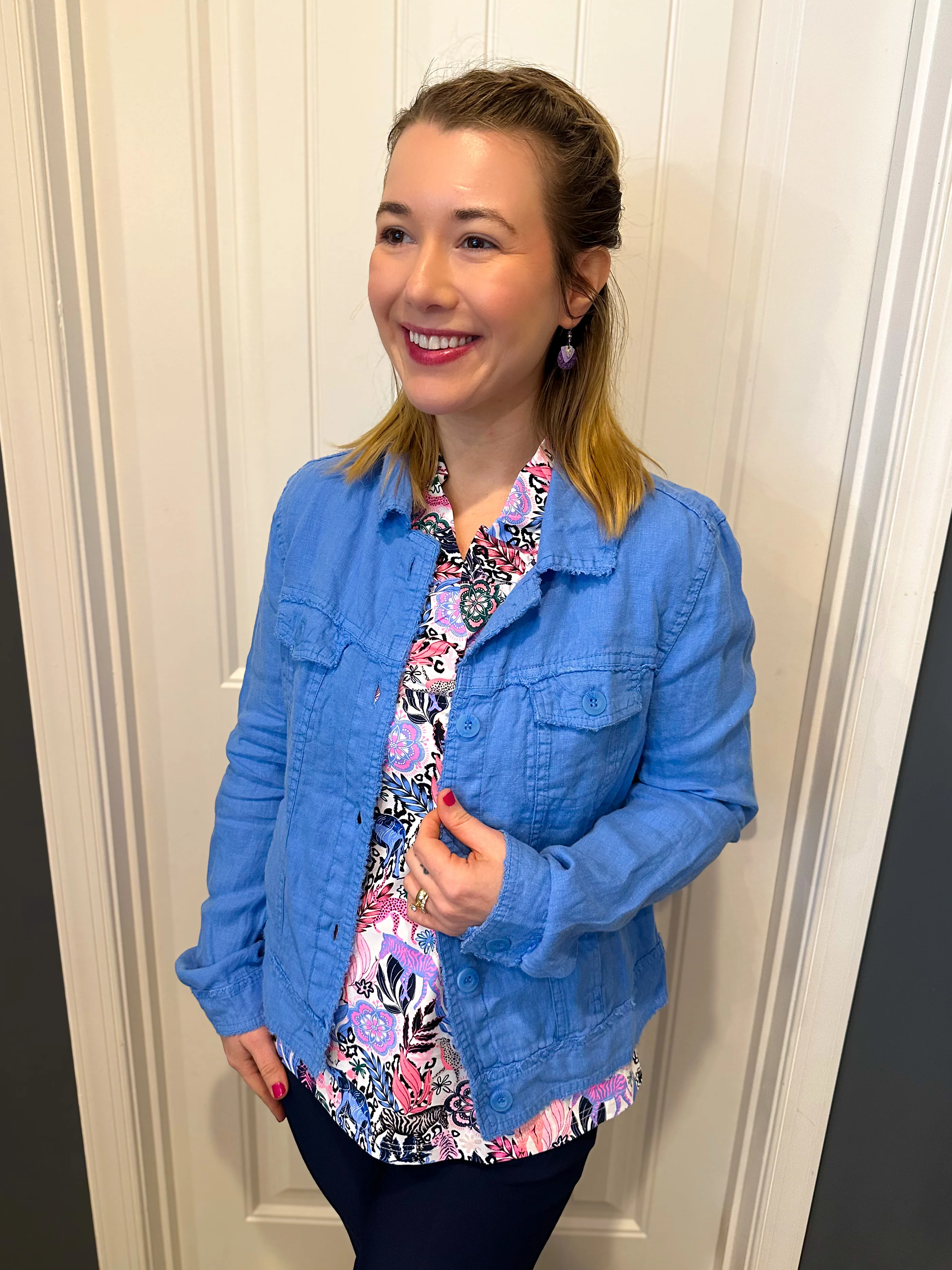 Lulu B Bright Periwinkle Linen Jacket - Image 33
